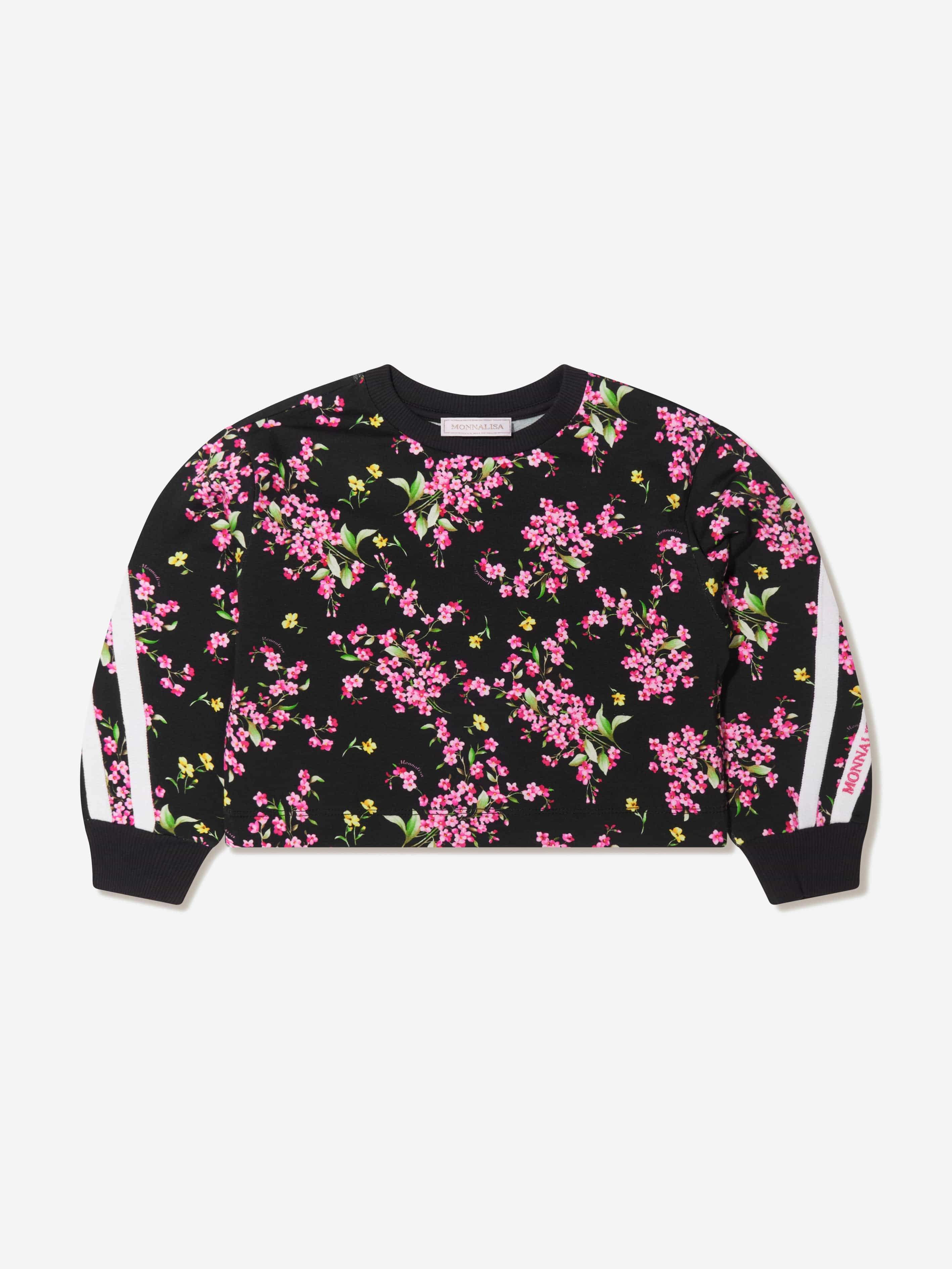 Monnalisa Girls Floral Cropped Sweatshirt Clearance Largest Supplier
