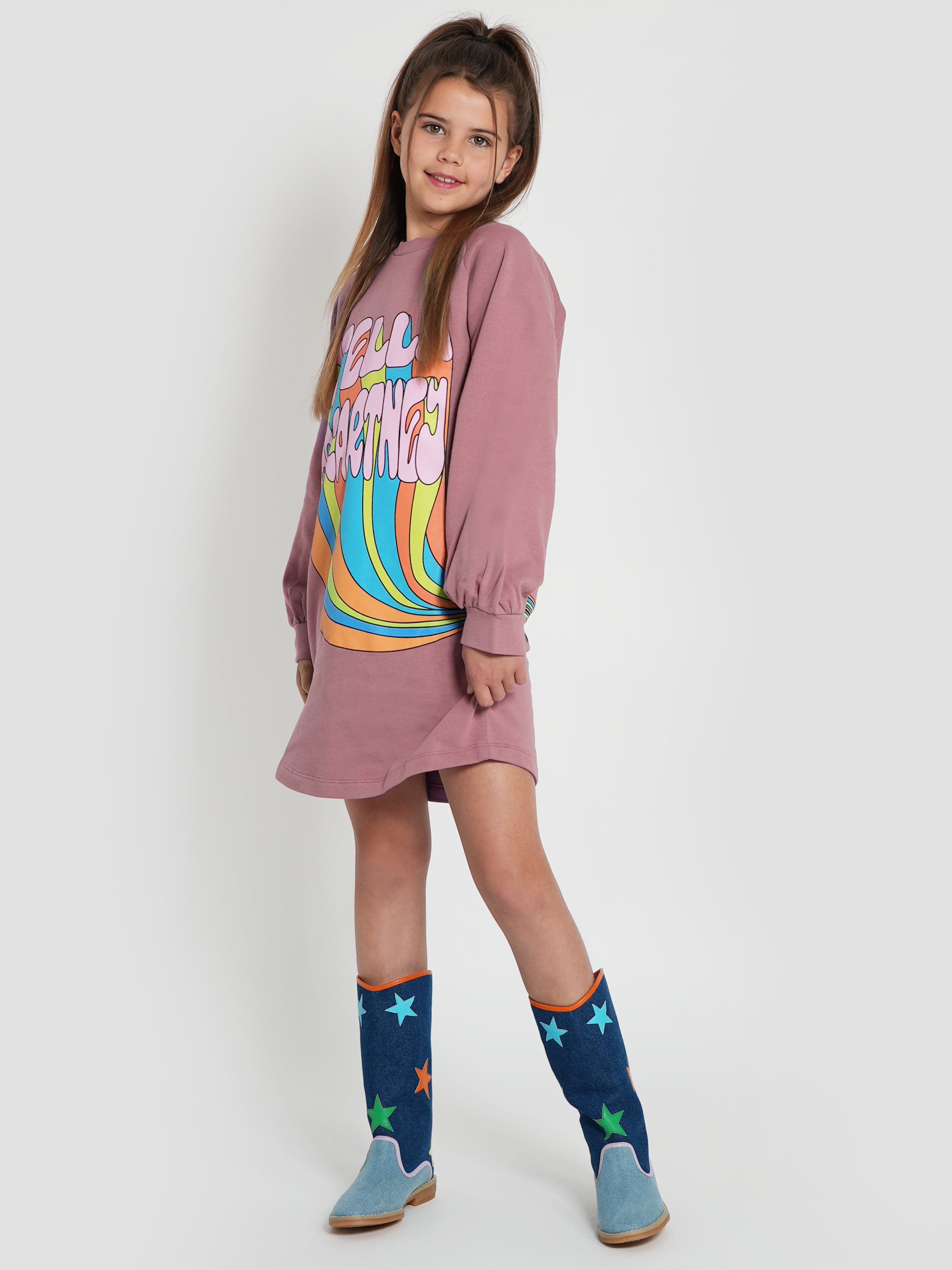 Stella McCartney Girls Logo Sweater Dress in Purple Outlet Original