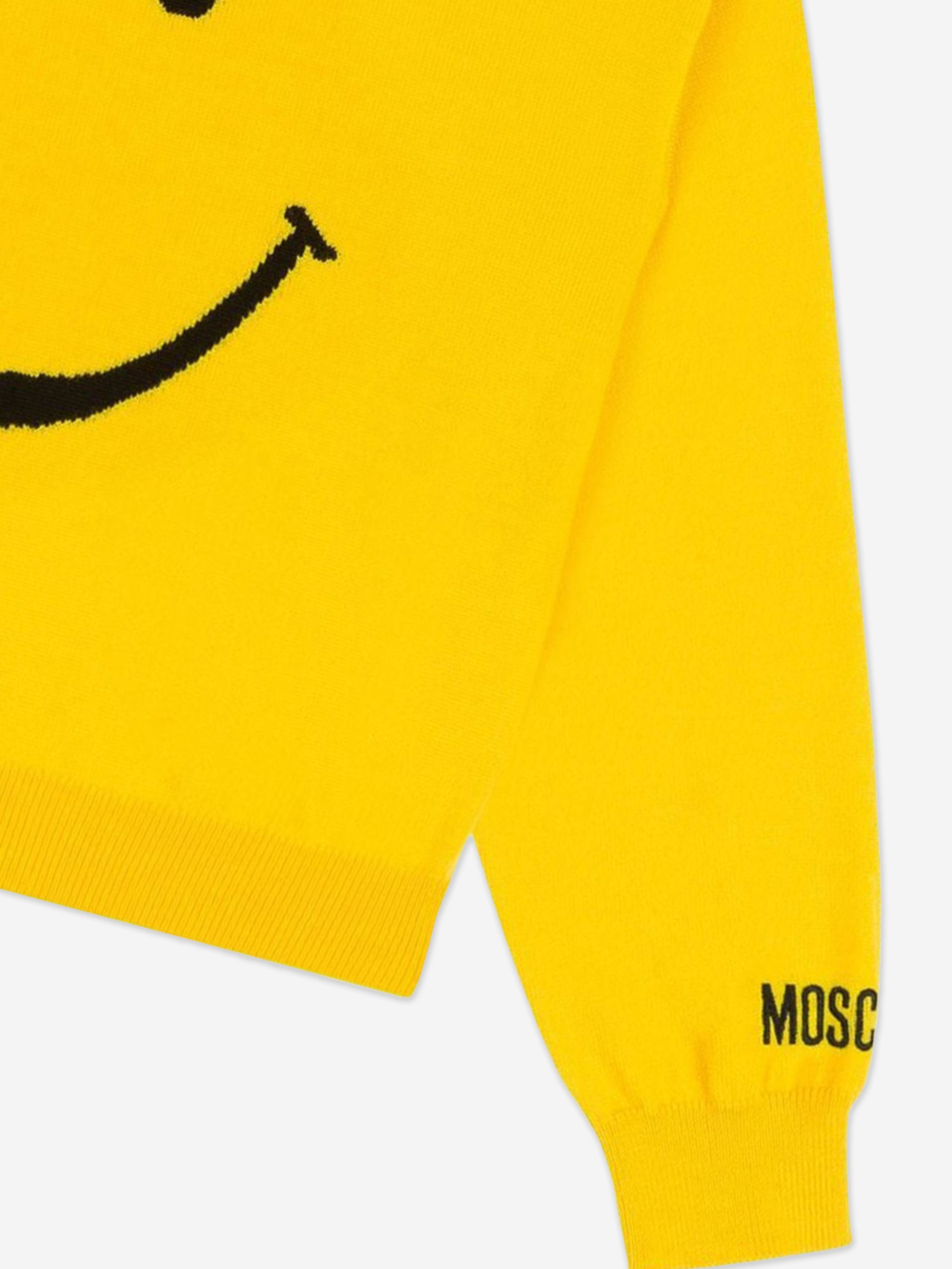 Moschino Kids Wool Smiley Face Jumper in Yellow Outlet Discount Sale