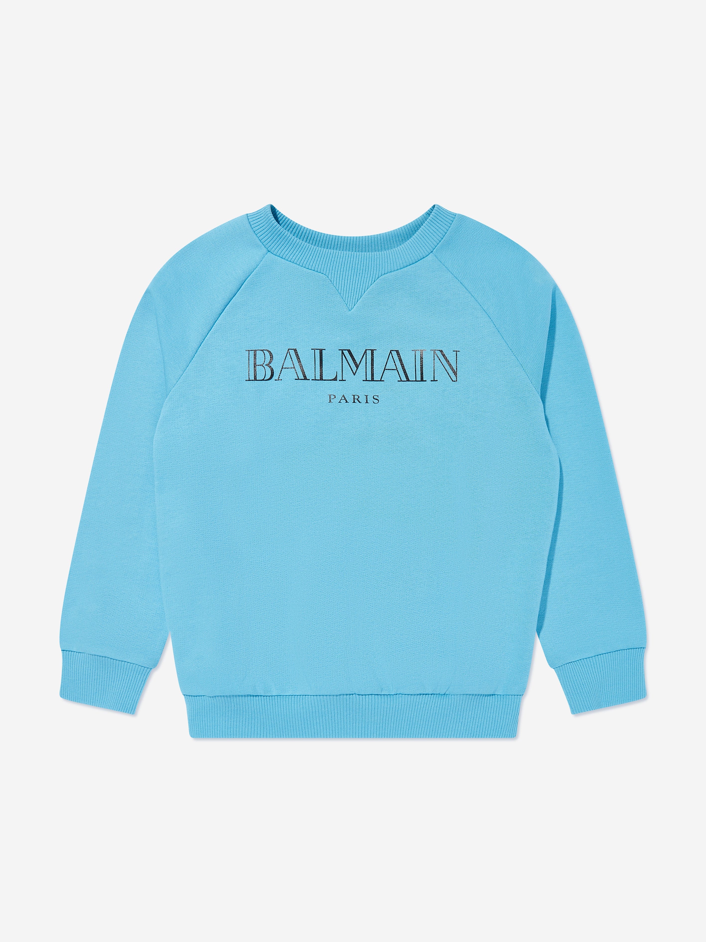 Balmain Kids Logo Sweatshirt in Blue Sale Authentic