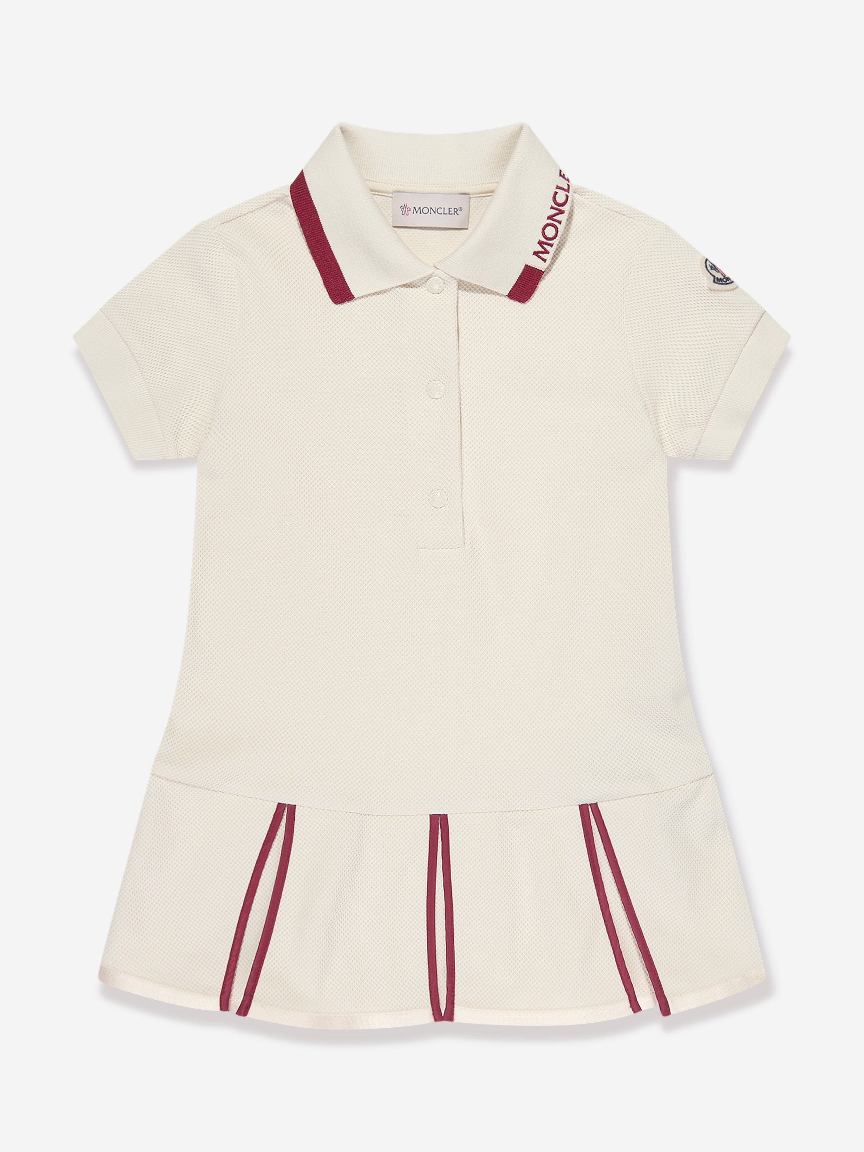 Moncler Enfant Girls Logo Polo Dress in Ivory Newest Cheap Pice