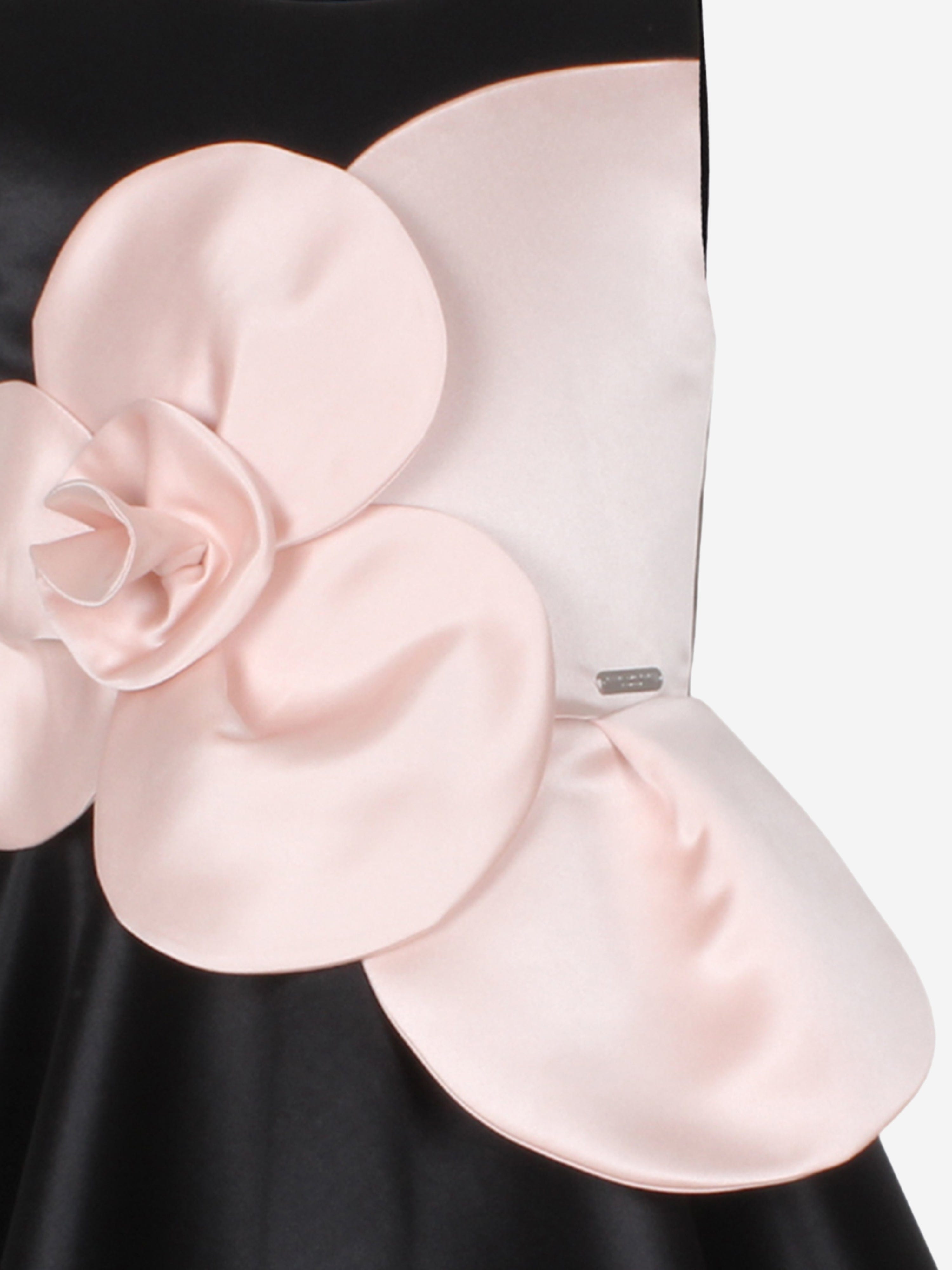 Girls From Bud To Bloom Satin Flower Dress in Black Cheap Sale Manchester Great Sale
