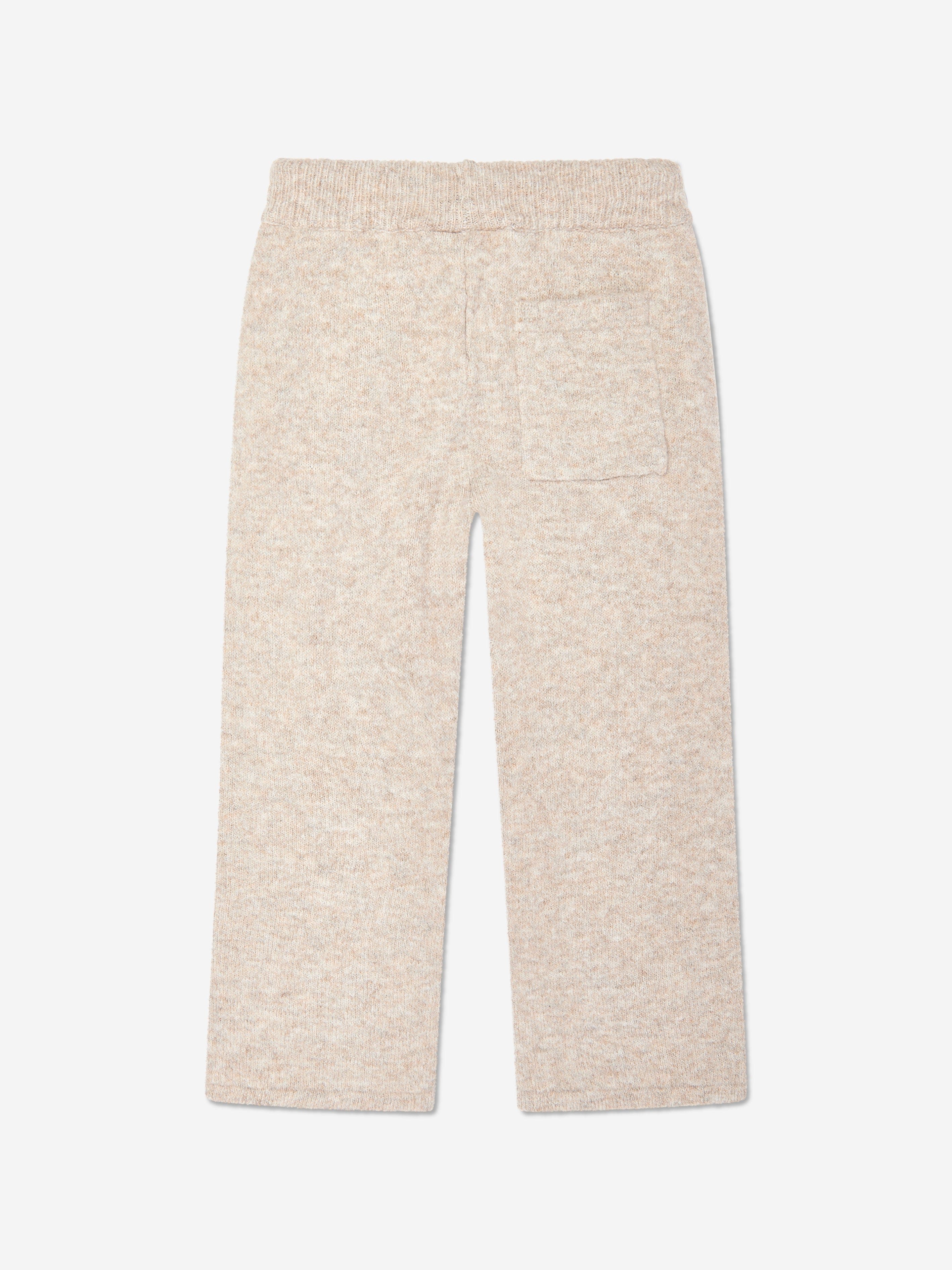 The Couture Club Kids Fluffy Knit Emblem Joggers in Beige Sale 2025 Unisex