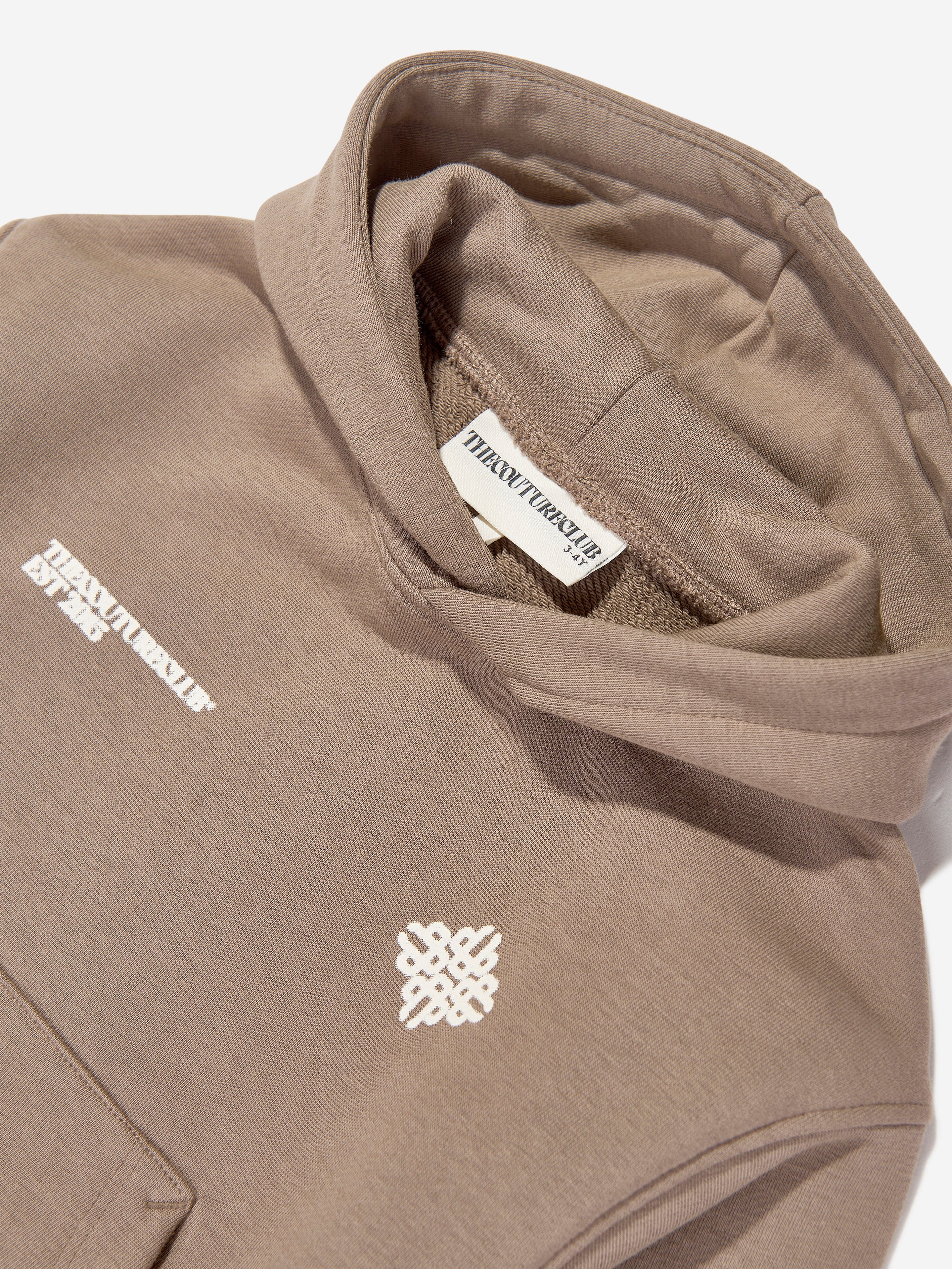 The Couture Club Kids Blurred Graphic Emblem Hoodie in Brown Free Shipping For Sale