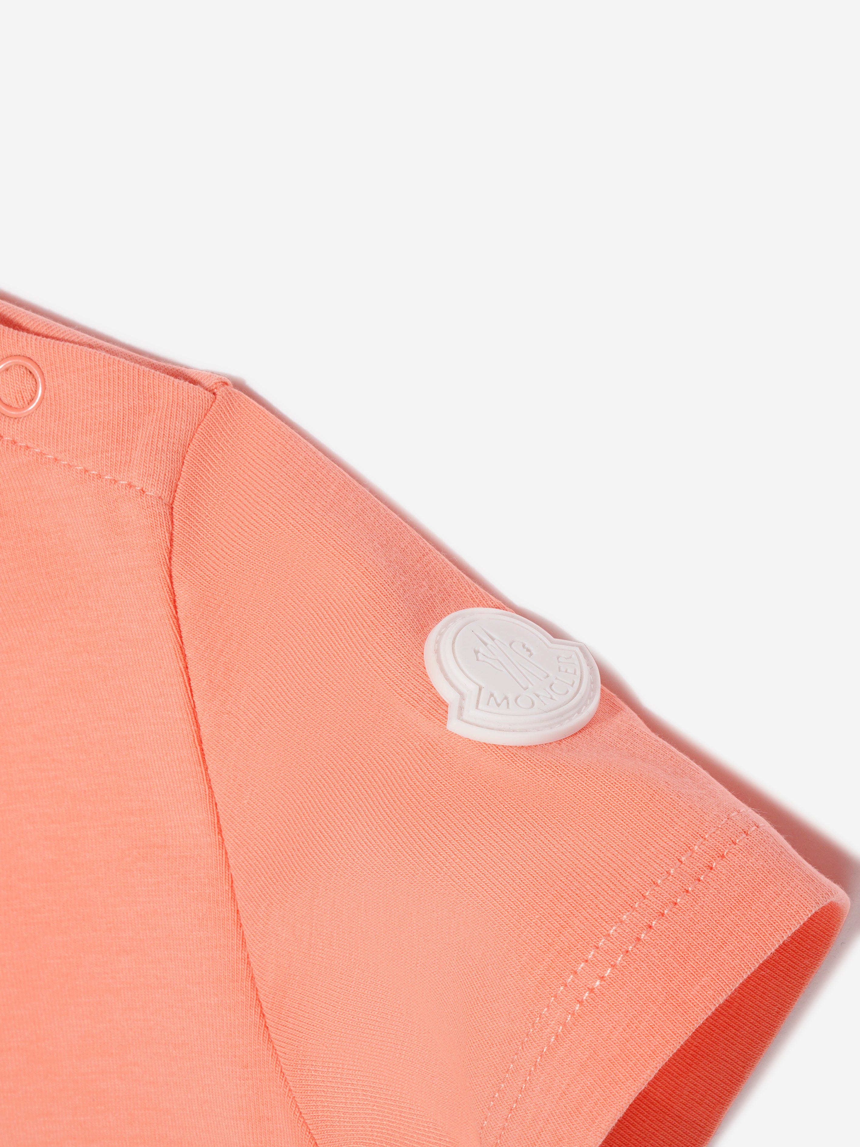 Moncler Enfant Baby Girls Logo T-Shirt in Peach Clearance Geniue Stockist