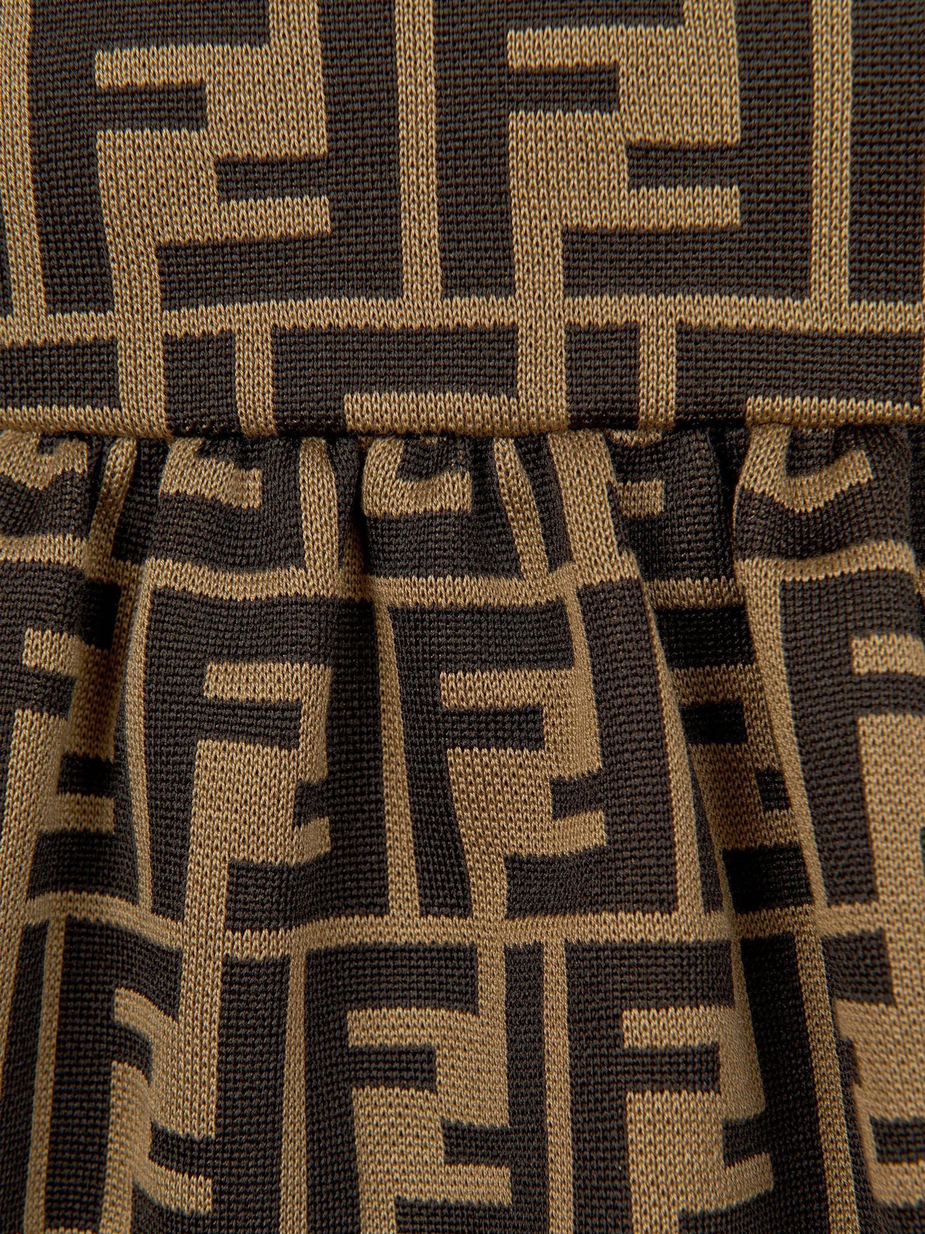 Fendi Baby Girls FF Logo Dress in Brown Clearance Latest