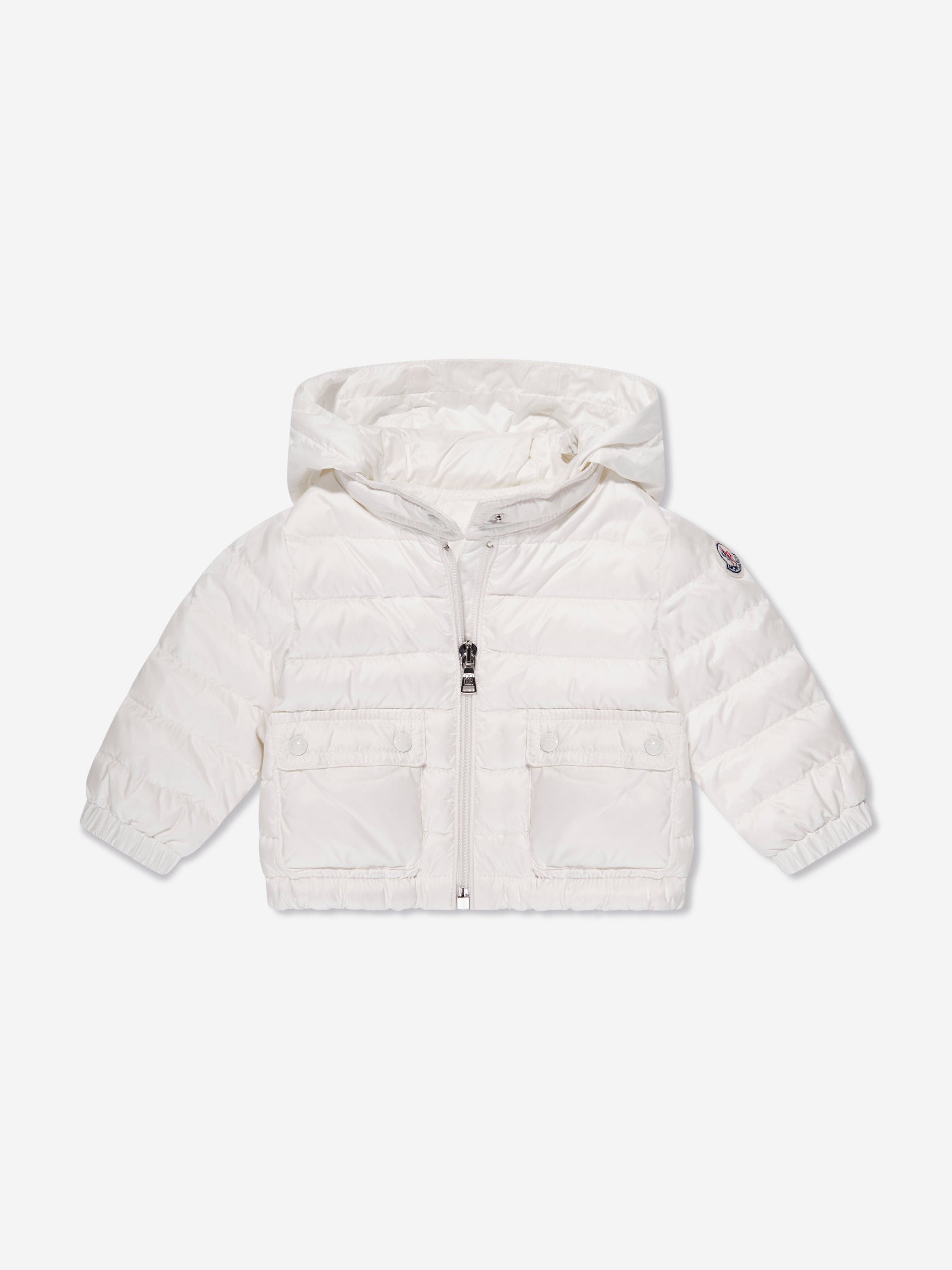 Moncler Enfant Baby Girls Down Padded Lans Jacket in White Manchester Great Sale Online