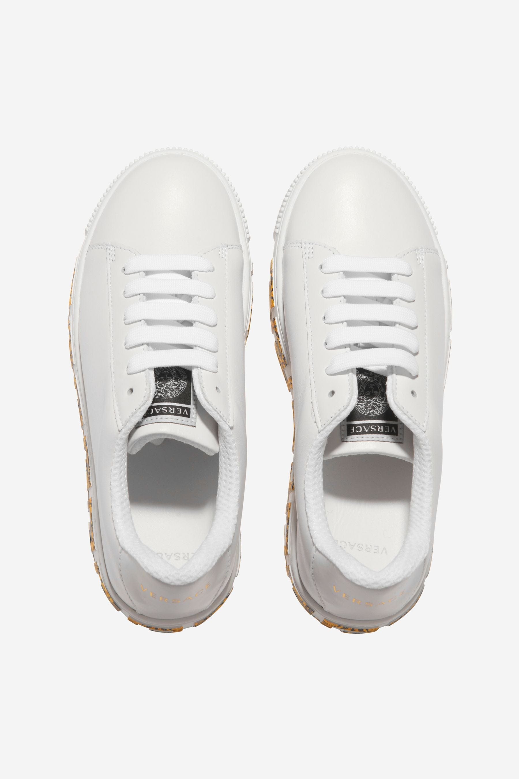 Versace Kids Leather La Greca Trainers Cheap Sale View