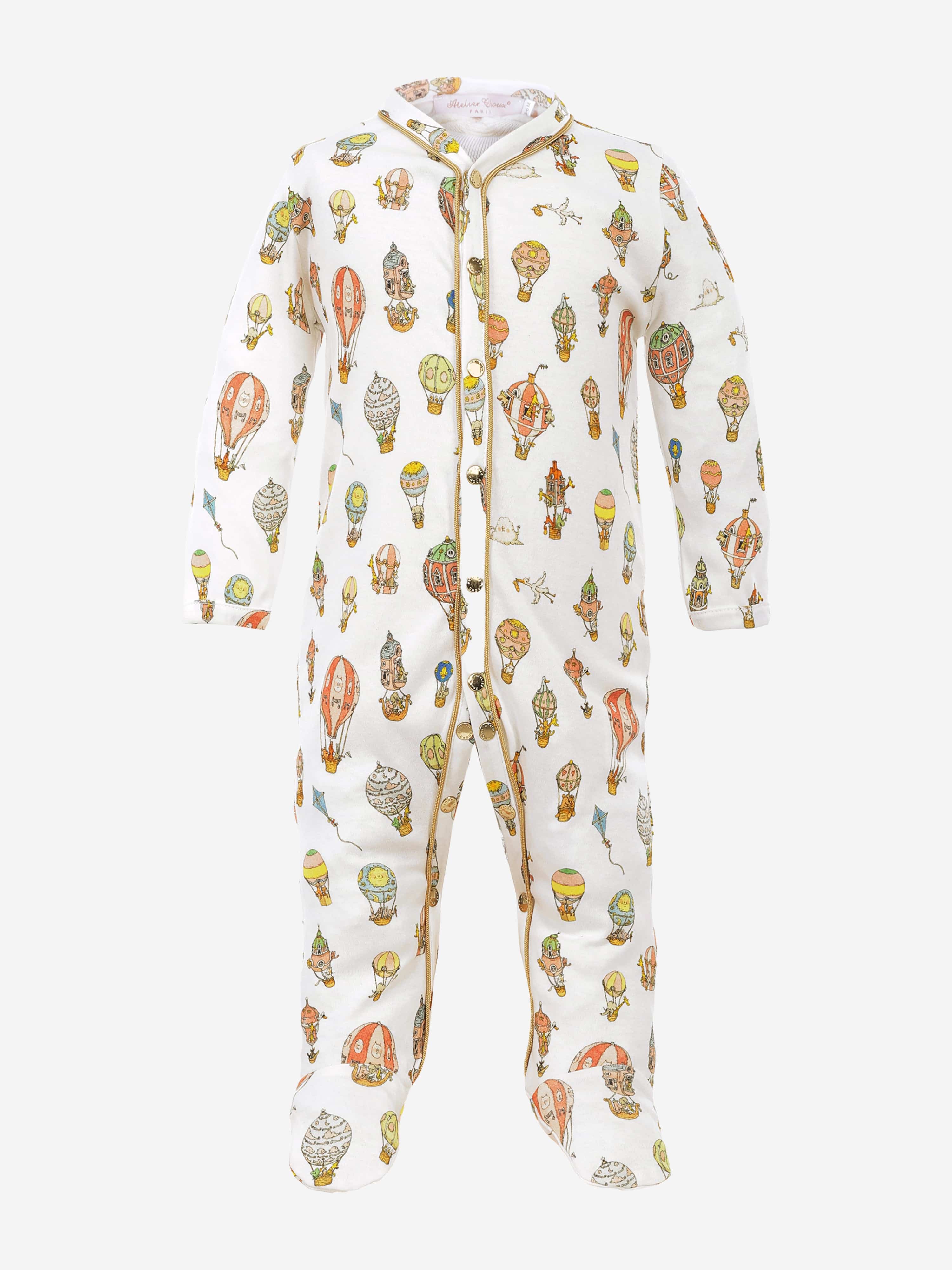 Atelier Choux Baby Hot Air Balloons Classic Playsuit in White Buy Online