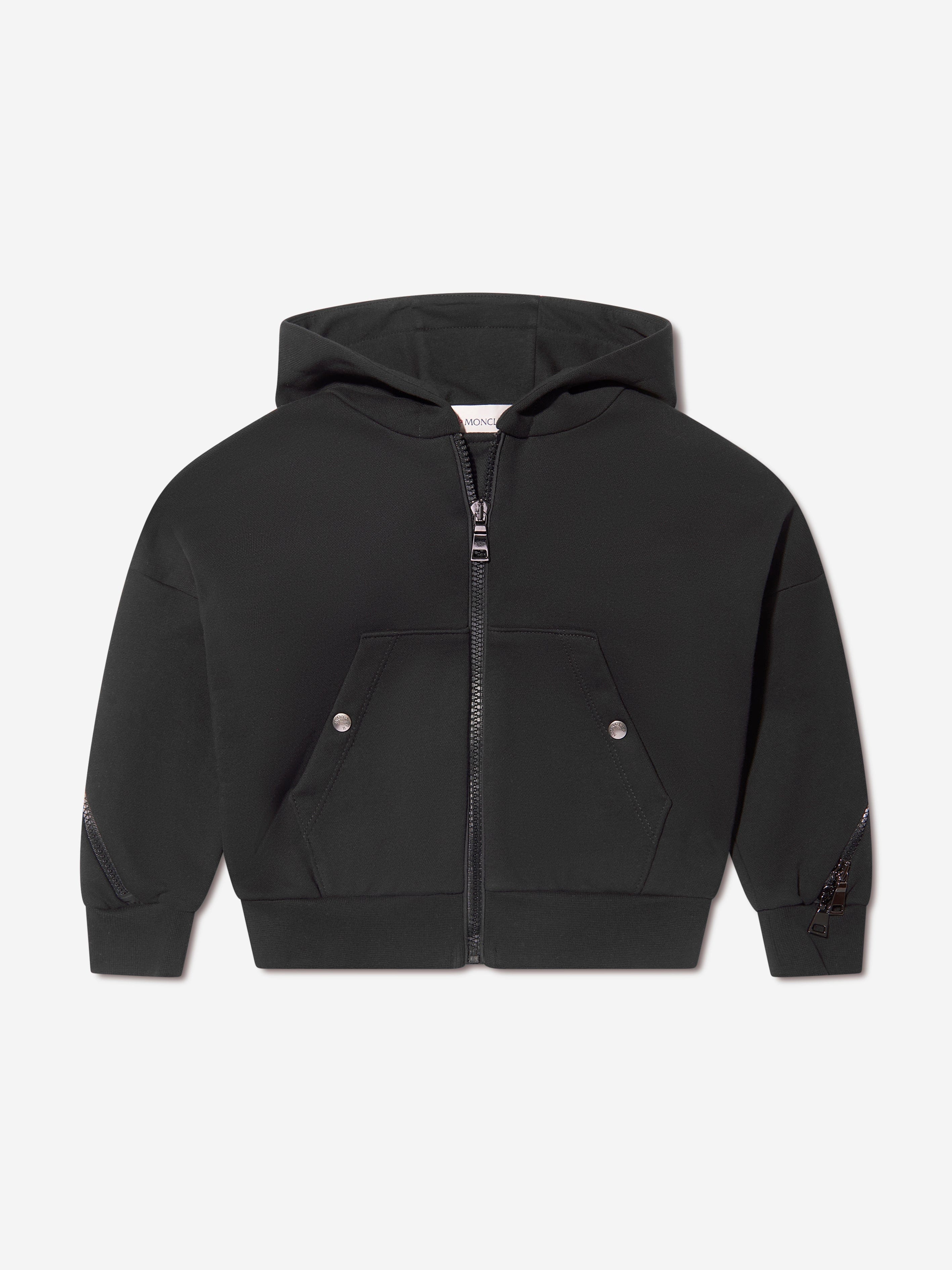 Moncler Enfant Girls Zip Up Hoodie in Black Store Cheap Online