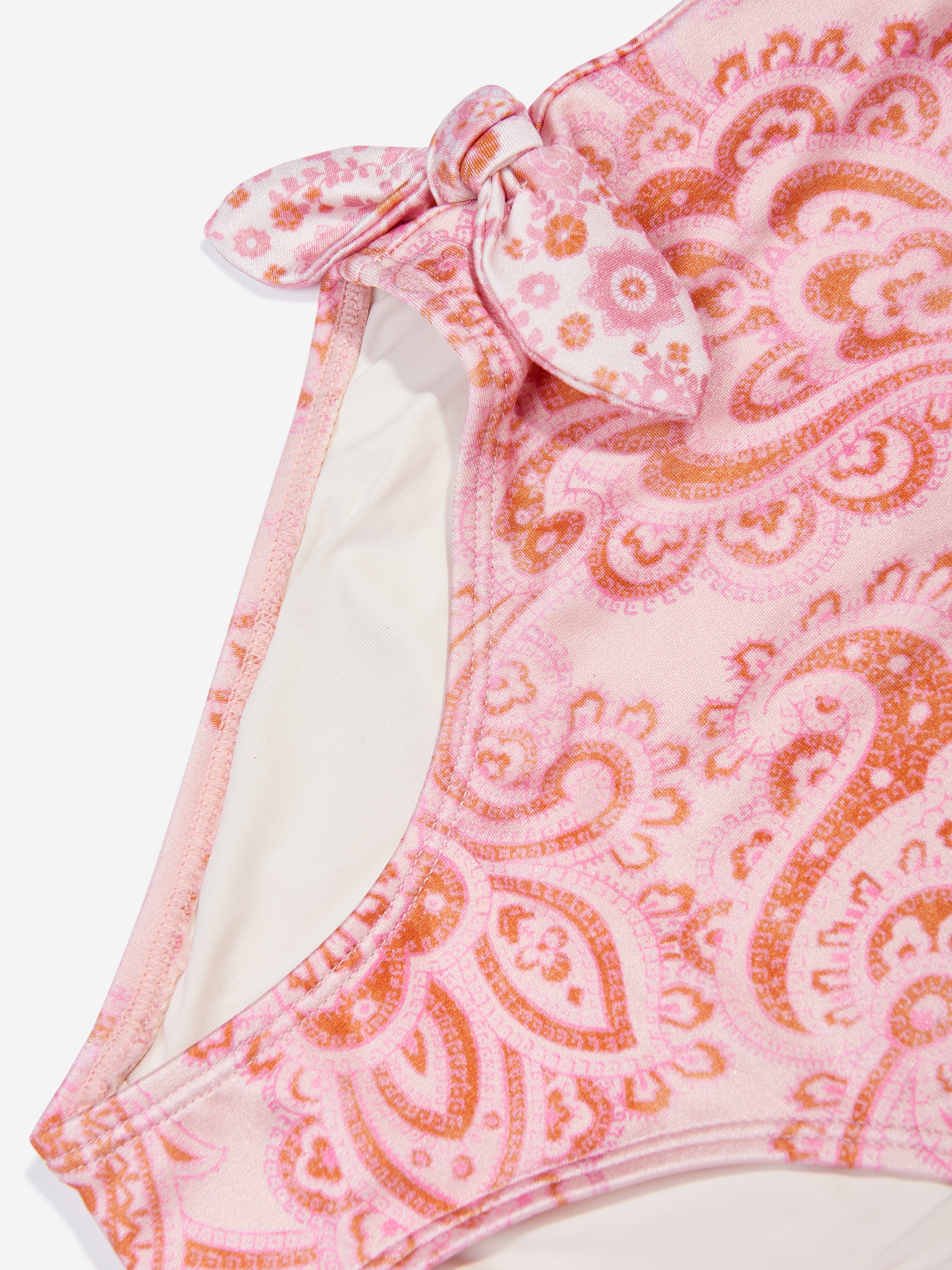 Zimmermann Girls Paisley Ottie Tie Front Swimsuit in Pink Cheap Pice