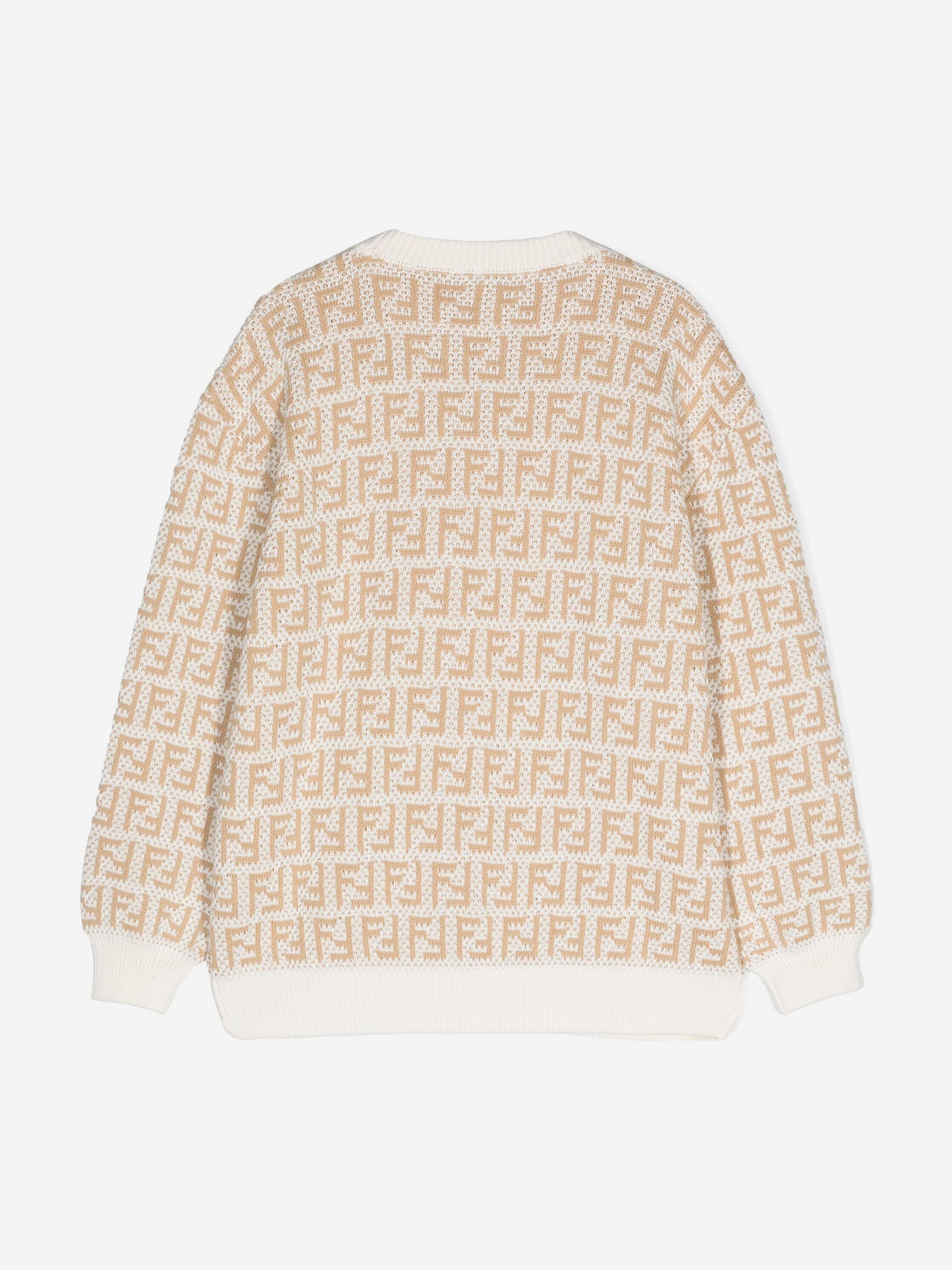 Fendi Kids FF Logo Jumper In Beige Marketable Cheap Pice
