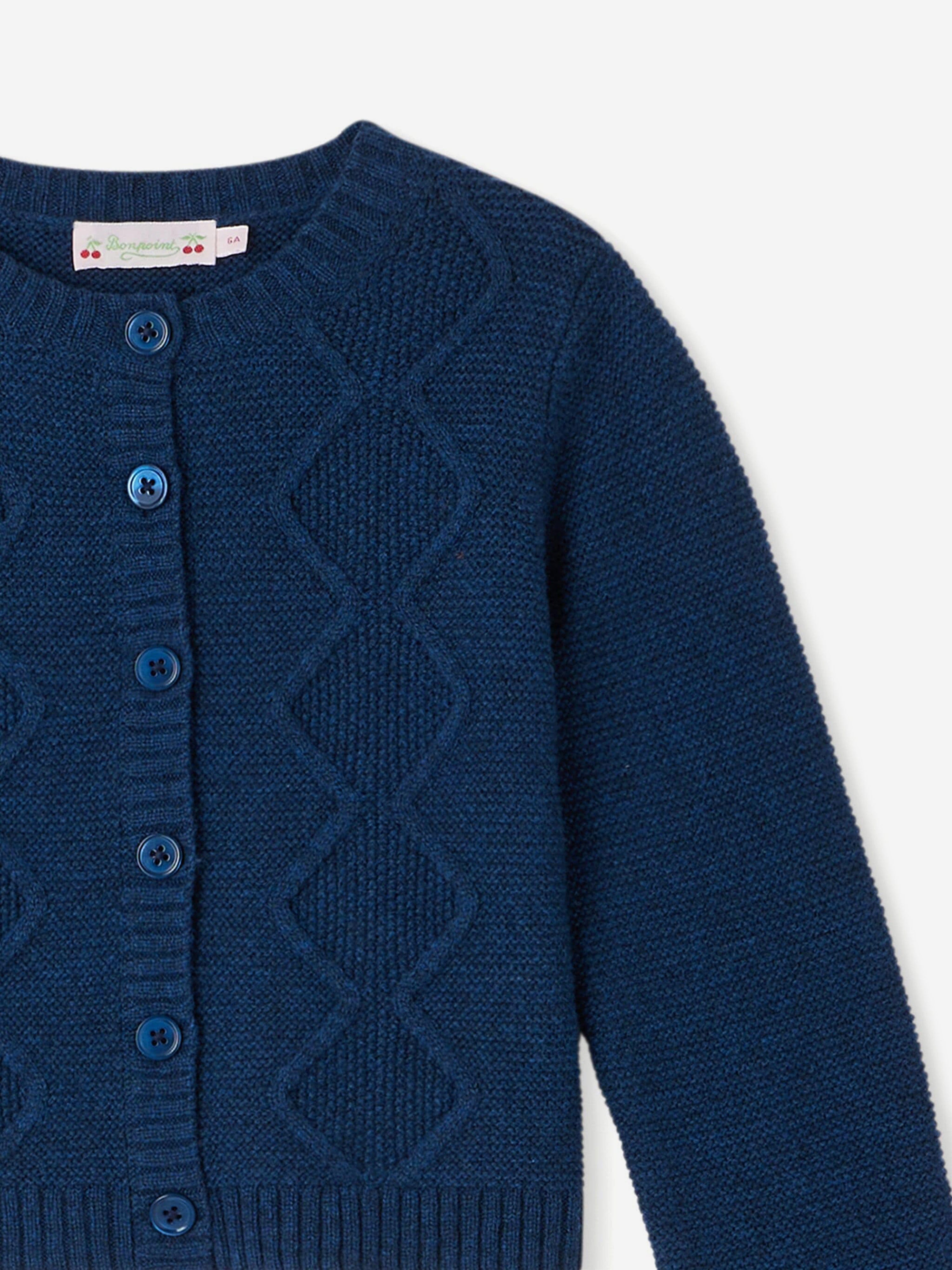 Bonpoint Girls Toscane Cardigan in Blue The Cheapest