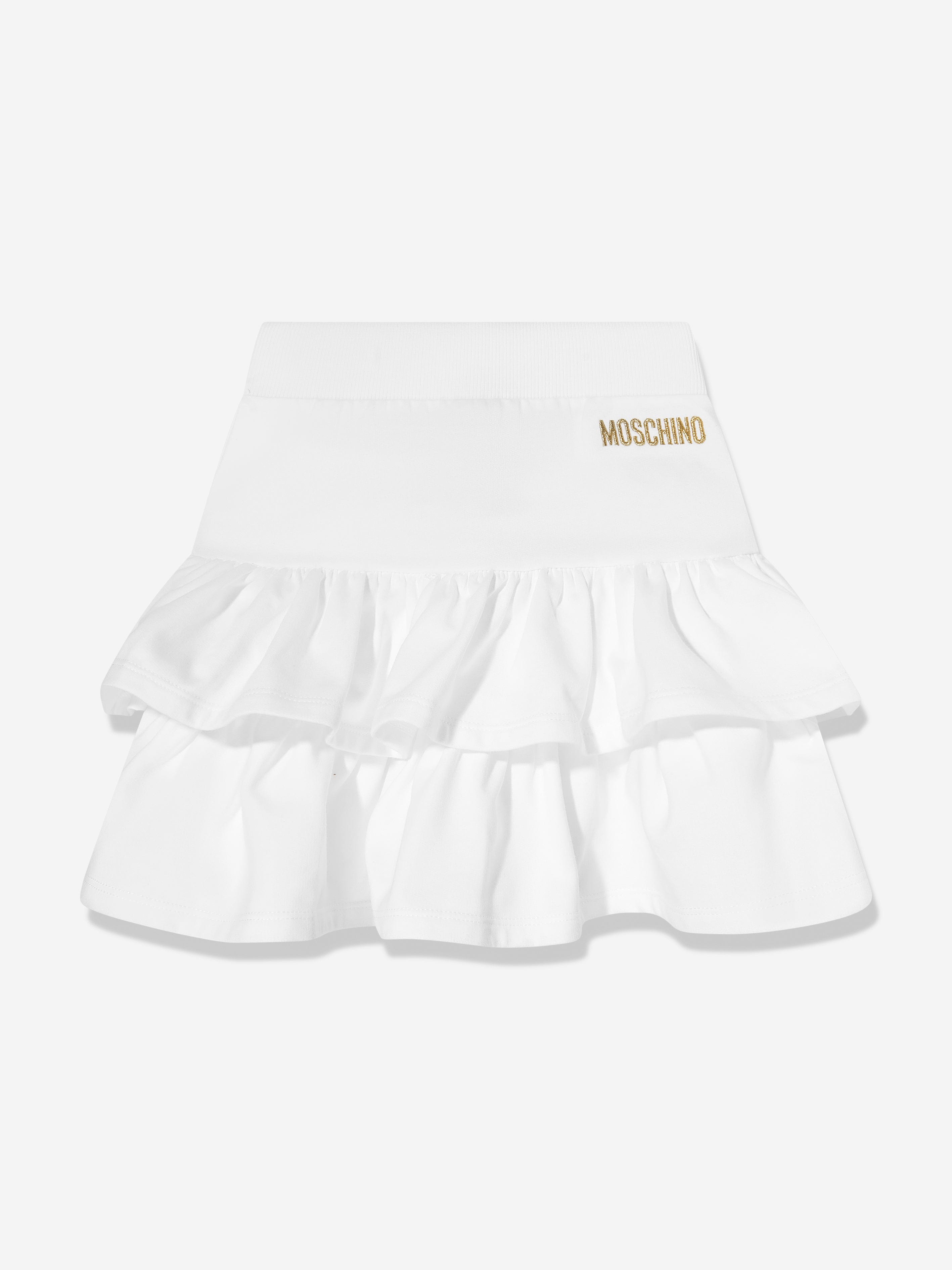 Moschino Girls Ruffle Skirt in White Free Shipping Inexpensive