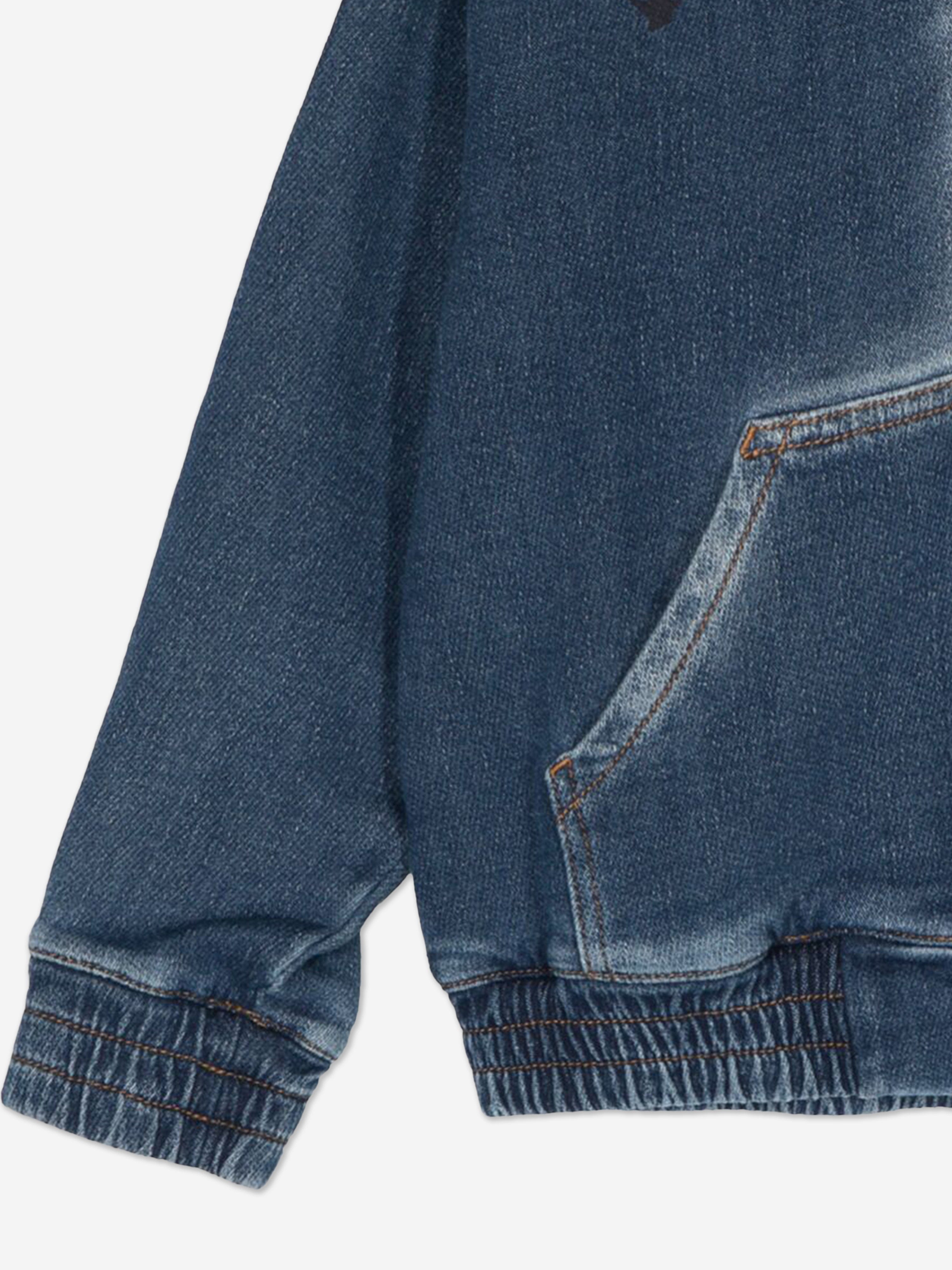 Kids Track Denim Fleece Zip Up Top in Blue Clearance Deals