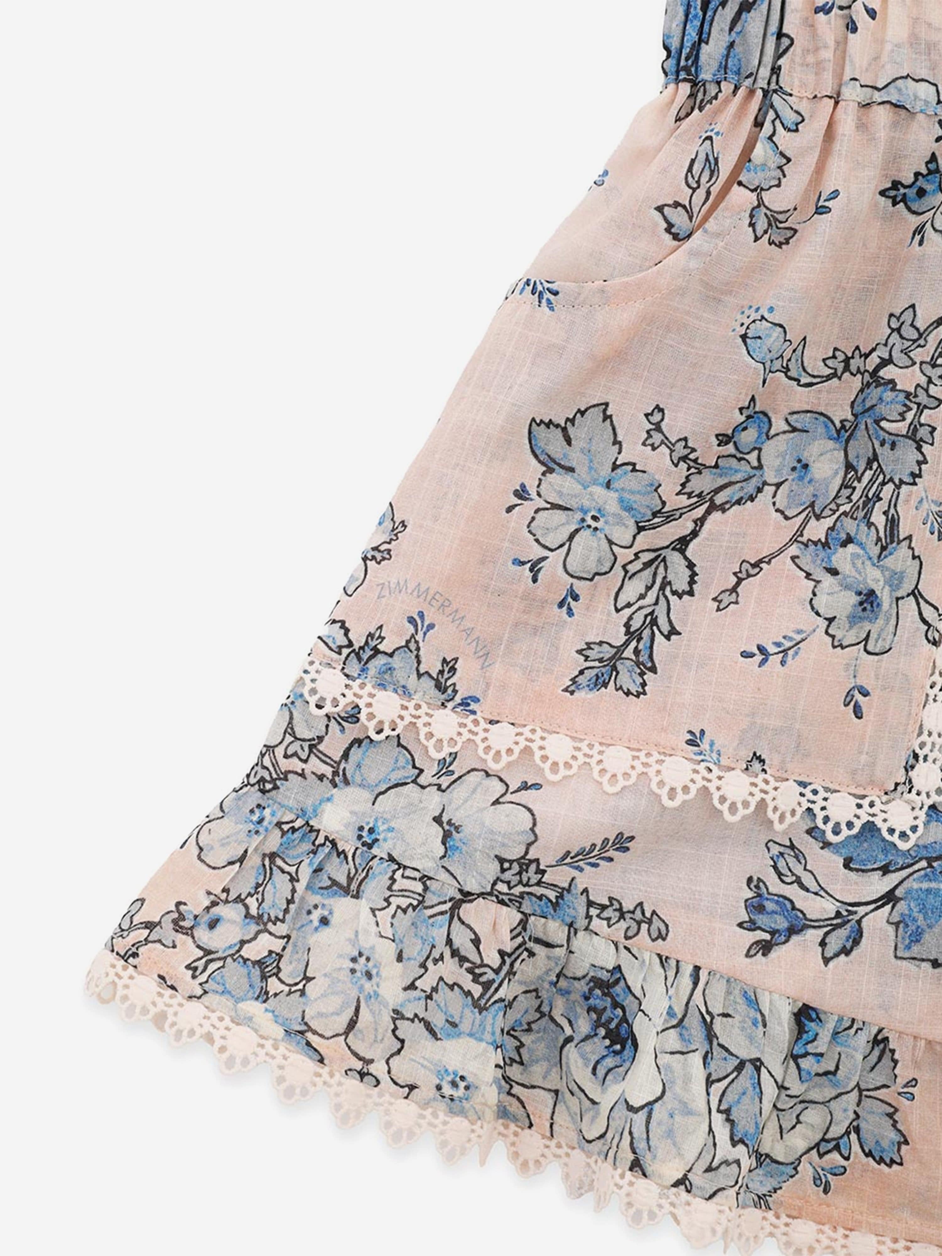Zimmermann Girls Floral Halliday Frill Playsuit in Multicolour Discount Official Site