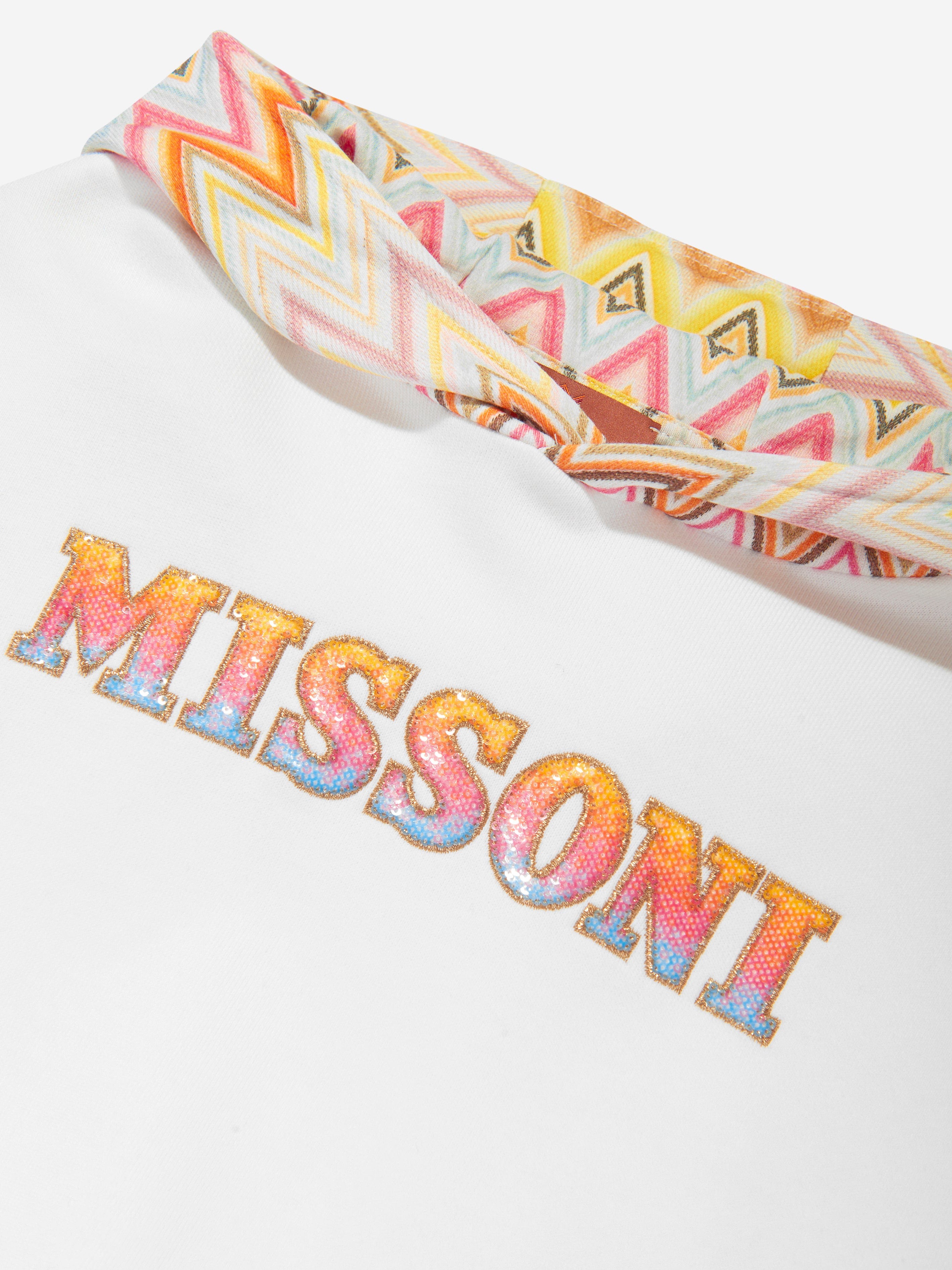 Missoni Girls Zigzag Logo Hoodie in Ivory Browse