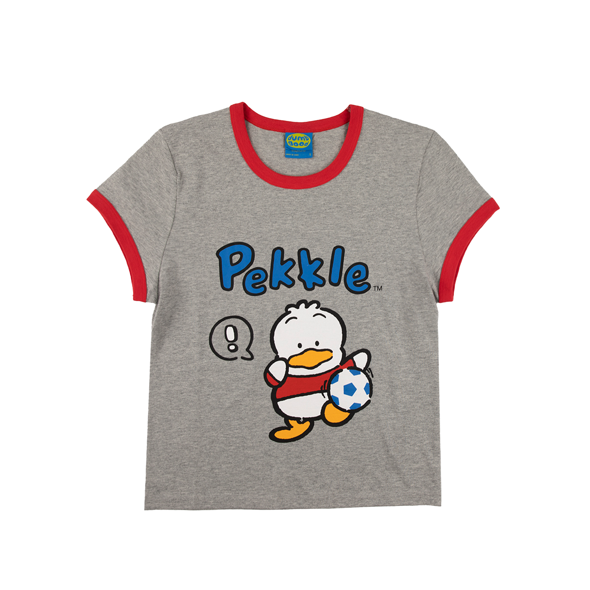 Pekkle x Dumbgood Grey Ringer Baby Tee Cheap For Nice