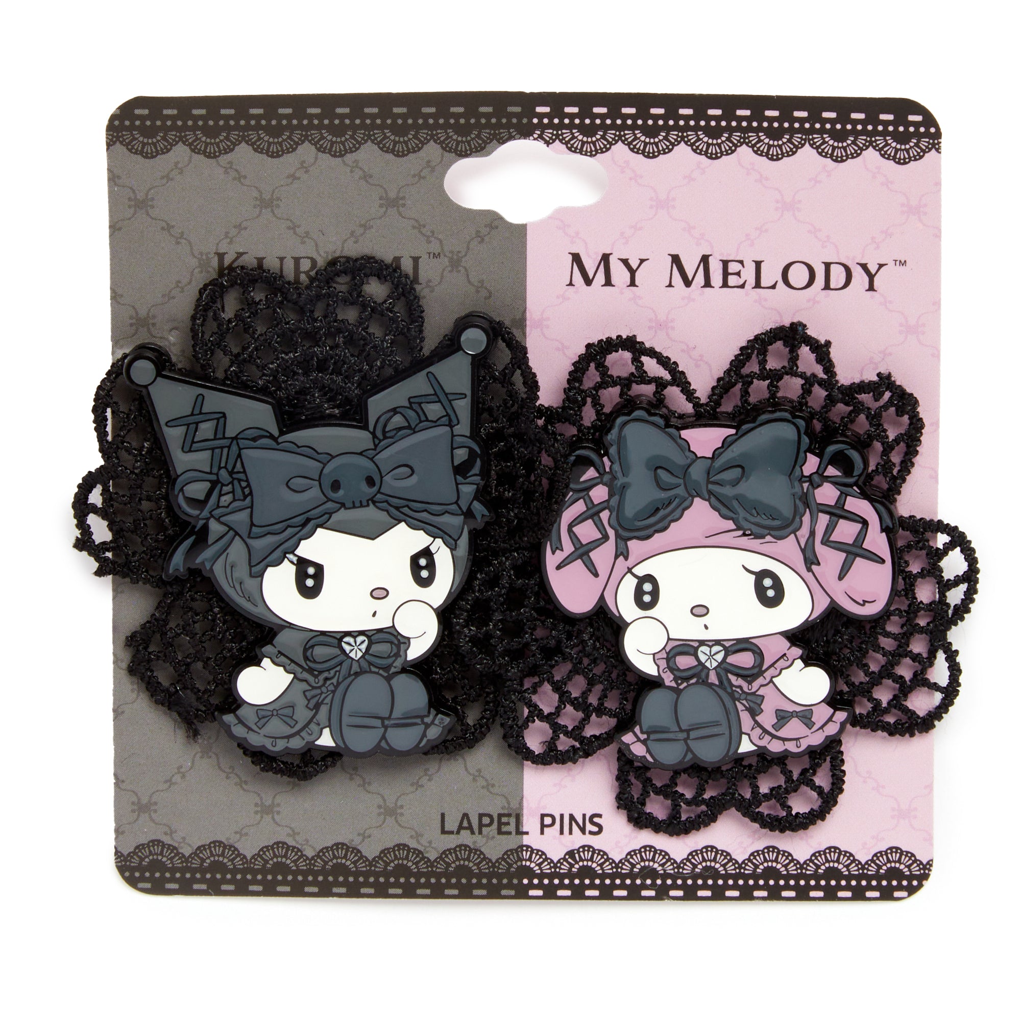 Kuromi & My Melody Lolita MeloKuro Lace Pin Set For Sale