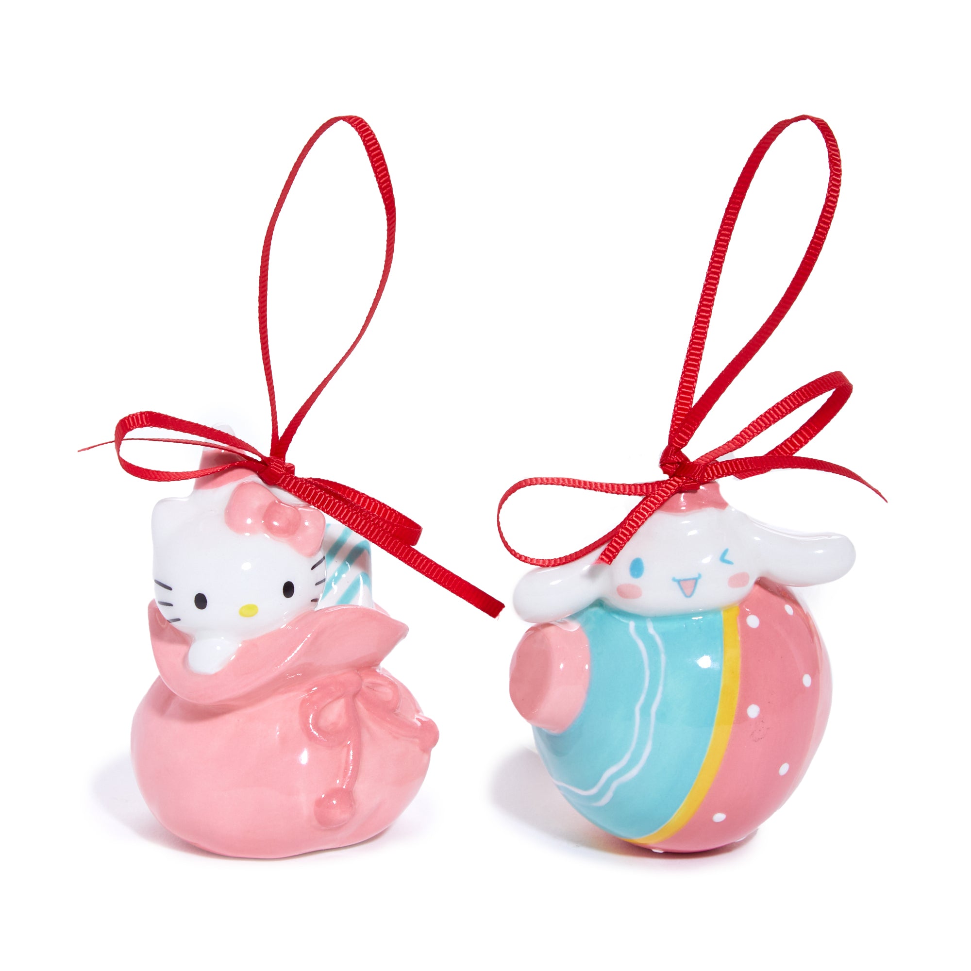 Hello Kitty and Cinnamoroll 2-pc Holiday Ceramic Ornament Set (Pastel Pink) Outlet Lowest Pice