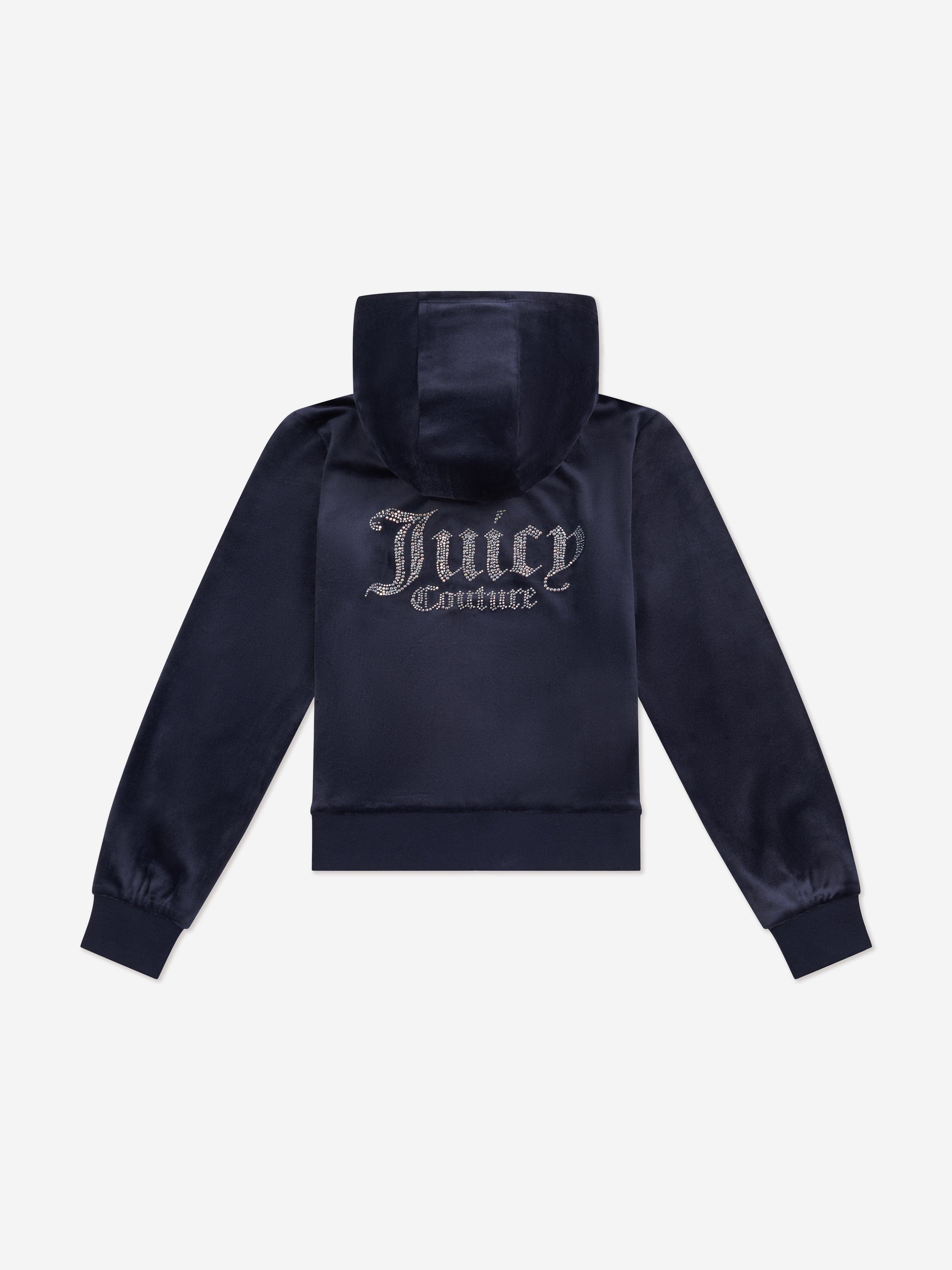 Juicy Couture Girls Diamante Logo Zip Up Top in Navy Free Shipping Visit