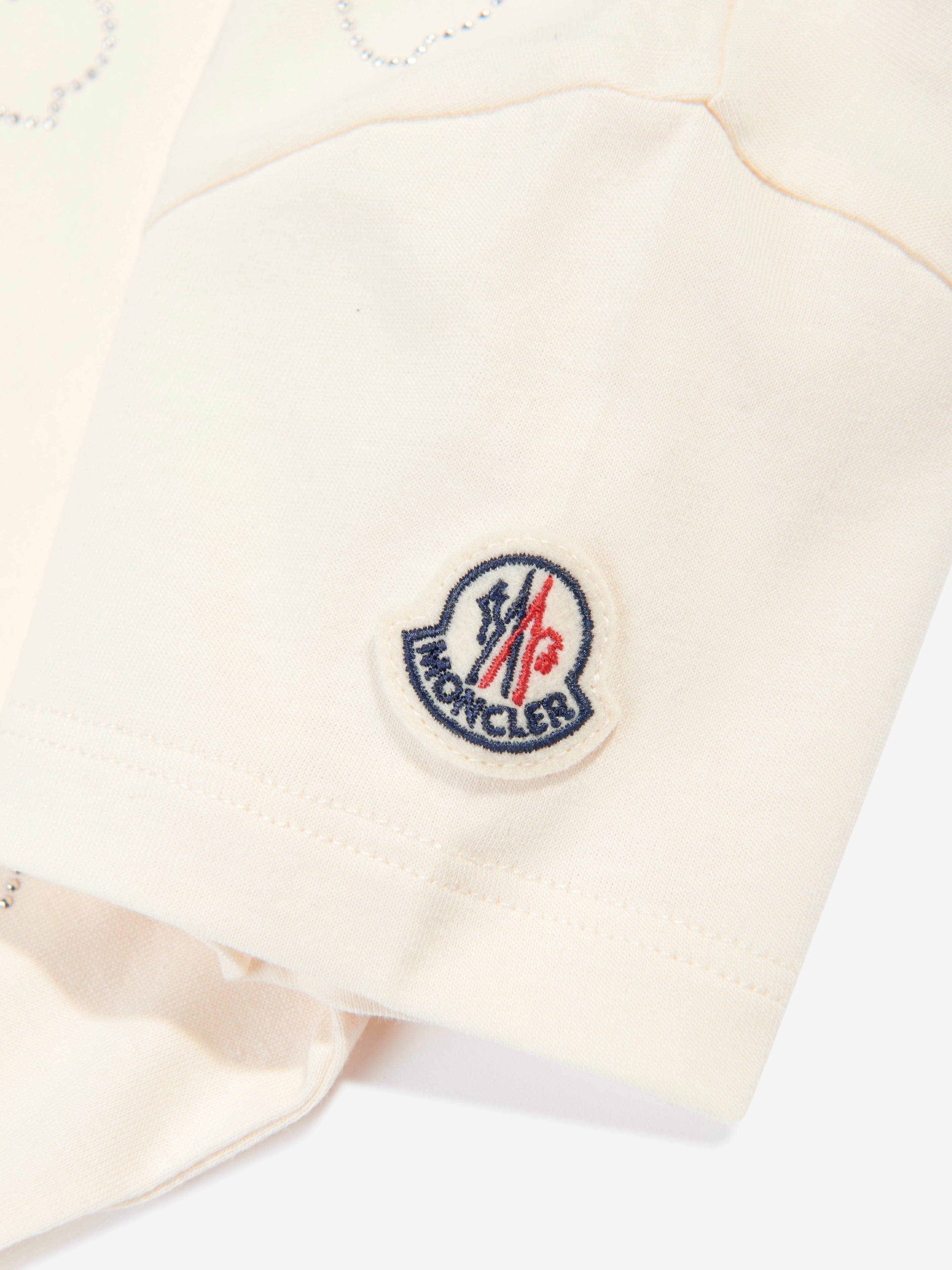 Moncler Enfant Girls Logo T-Shirt in Ivory Largest Supplier Online