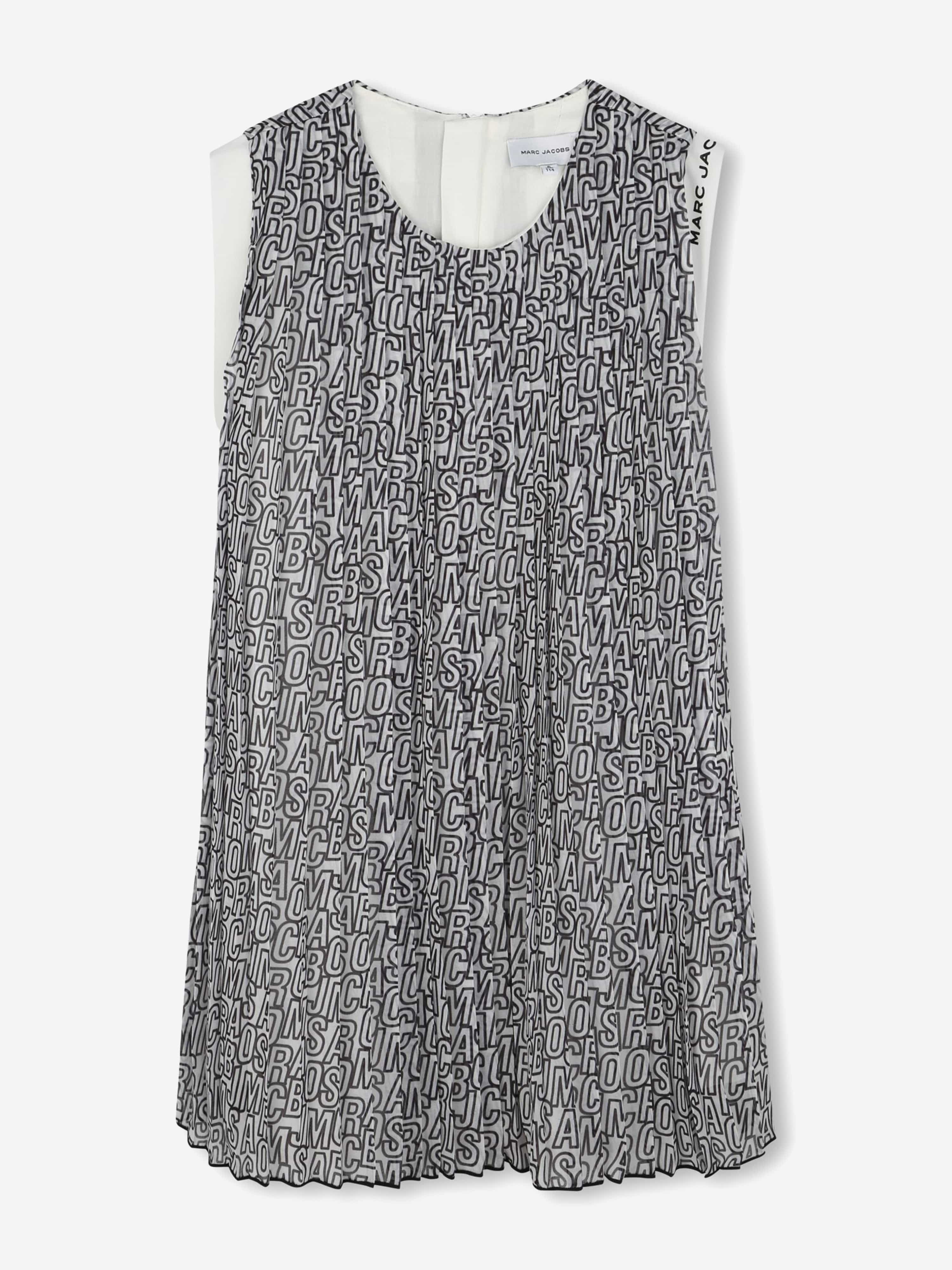 Girls Crepe Pleated Logo Dress in Black Big Sale Sale Online