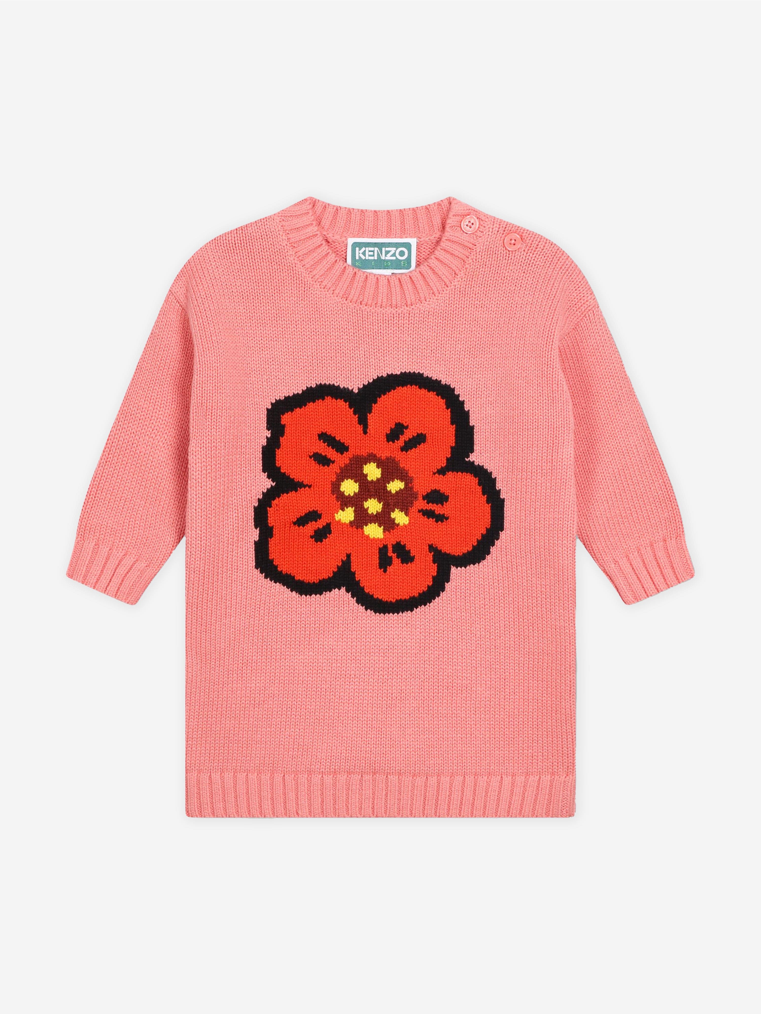KENZO Baby Girls Boke Flower Knitted Dress in Pink Cheap Sale 2025 Unisex