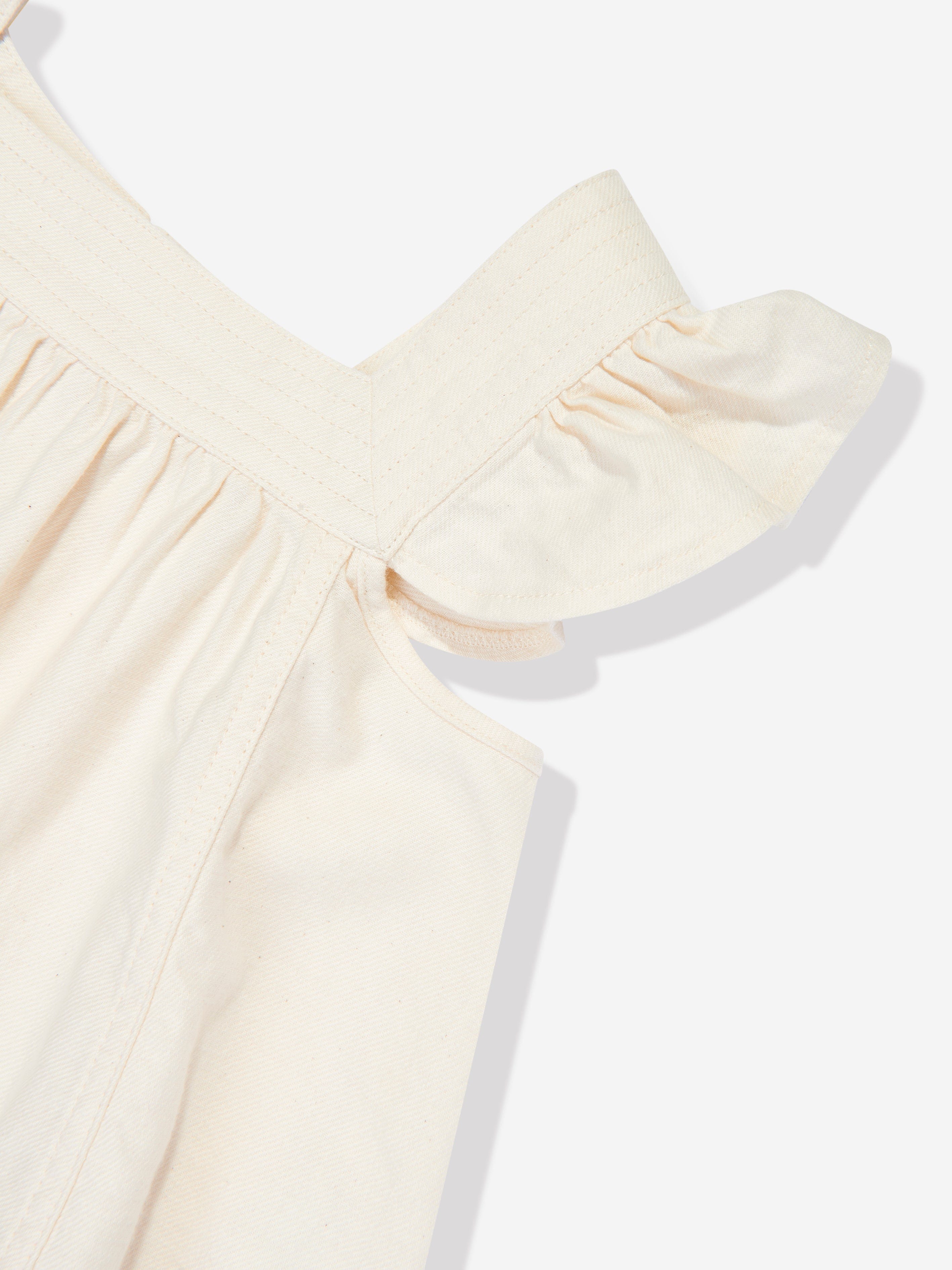 Zimmermann Girls Halliday Denim Top in Ivory Cheap Sale Popular