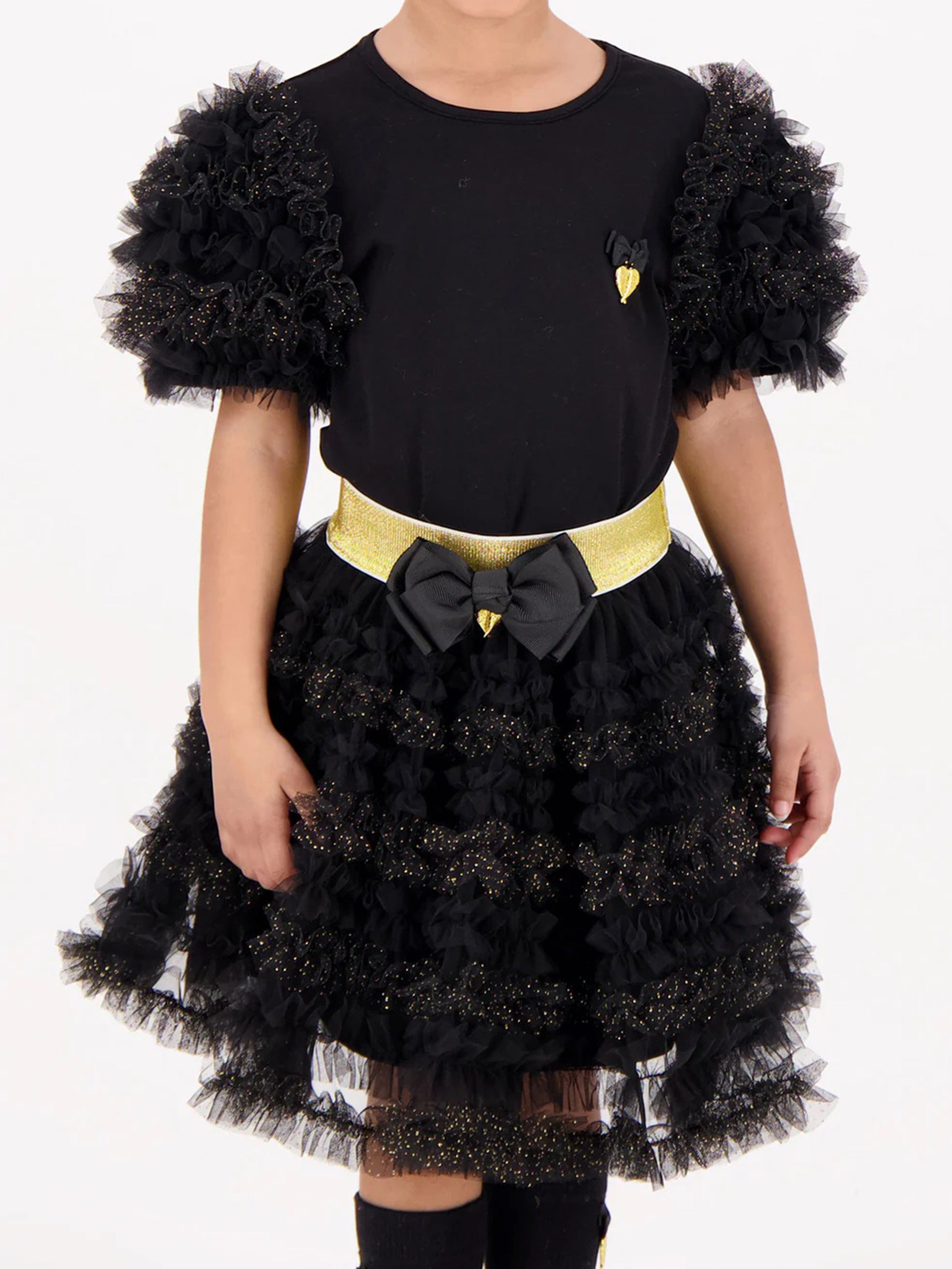 Angels Face Girls Ballroom Ruffle Skirt in Black Sale Get To Buy