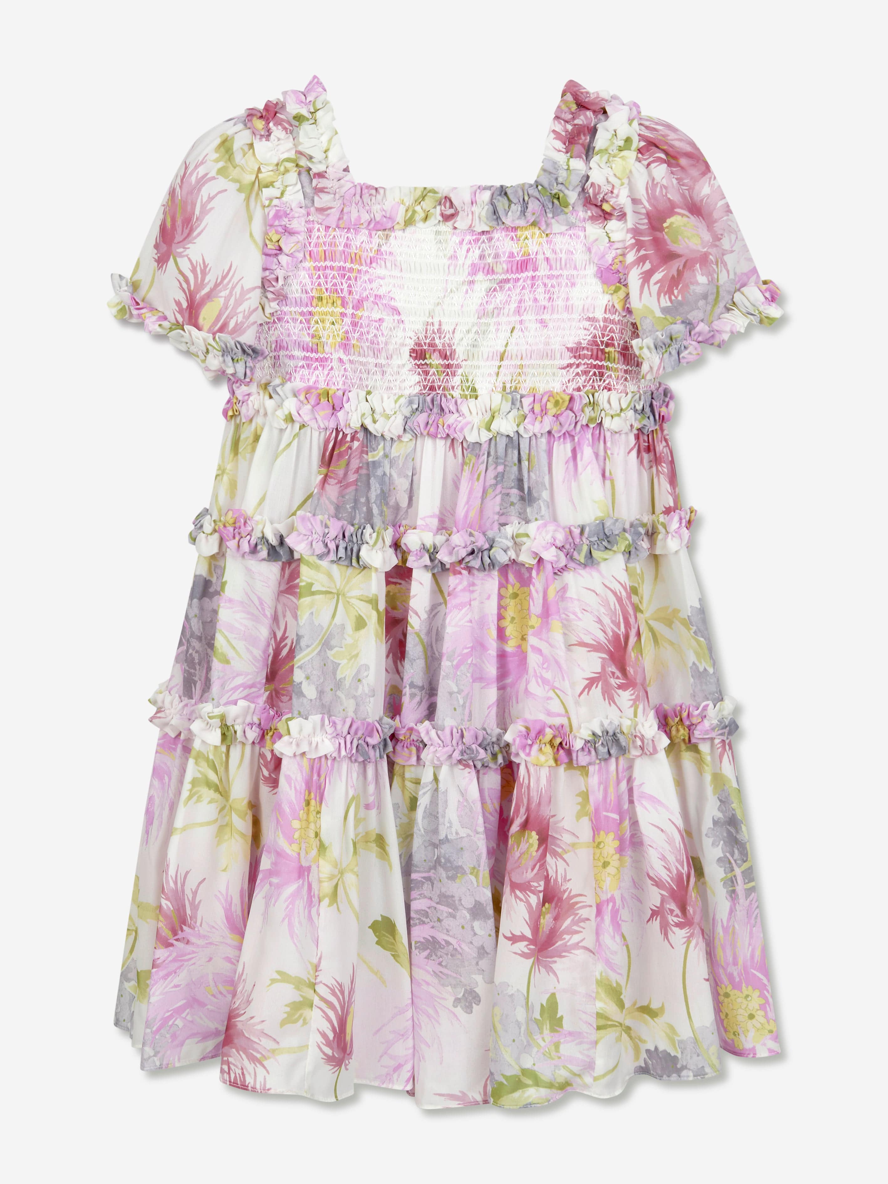 Needle & Thread Girls Hummingbird Chiffon Smocked Dress in Ivory Low Pice Fee Shipping Online