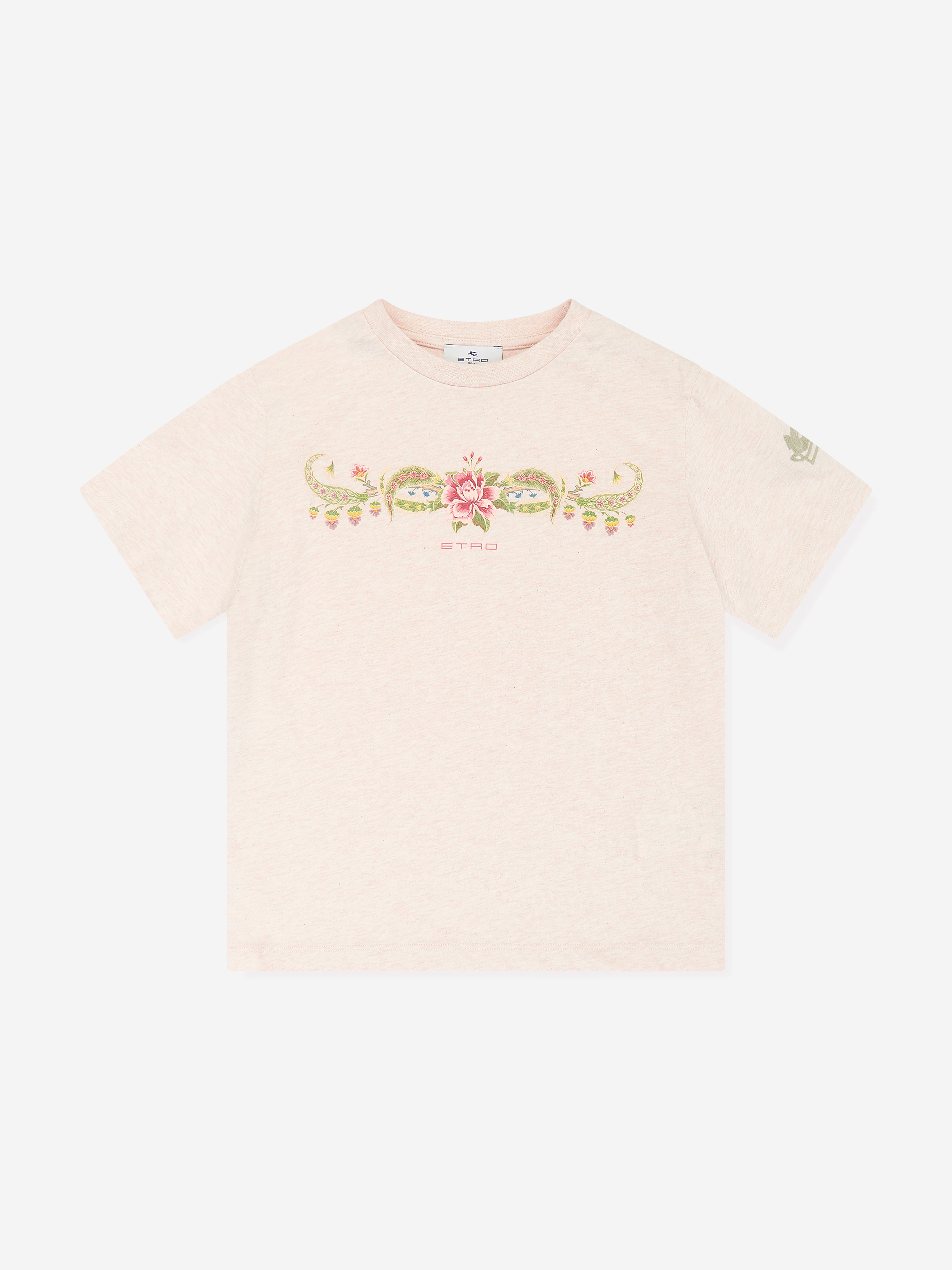 Etro Girls Floral Logo T-Shirt in Beige Lowest Pice Cheap Pice