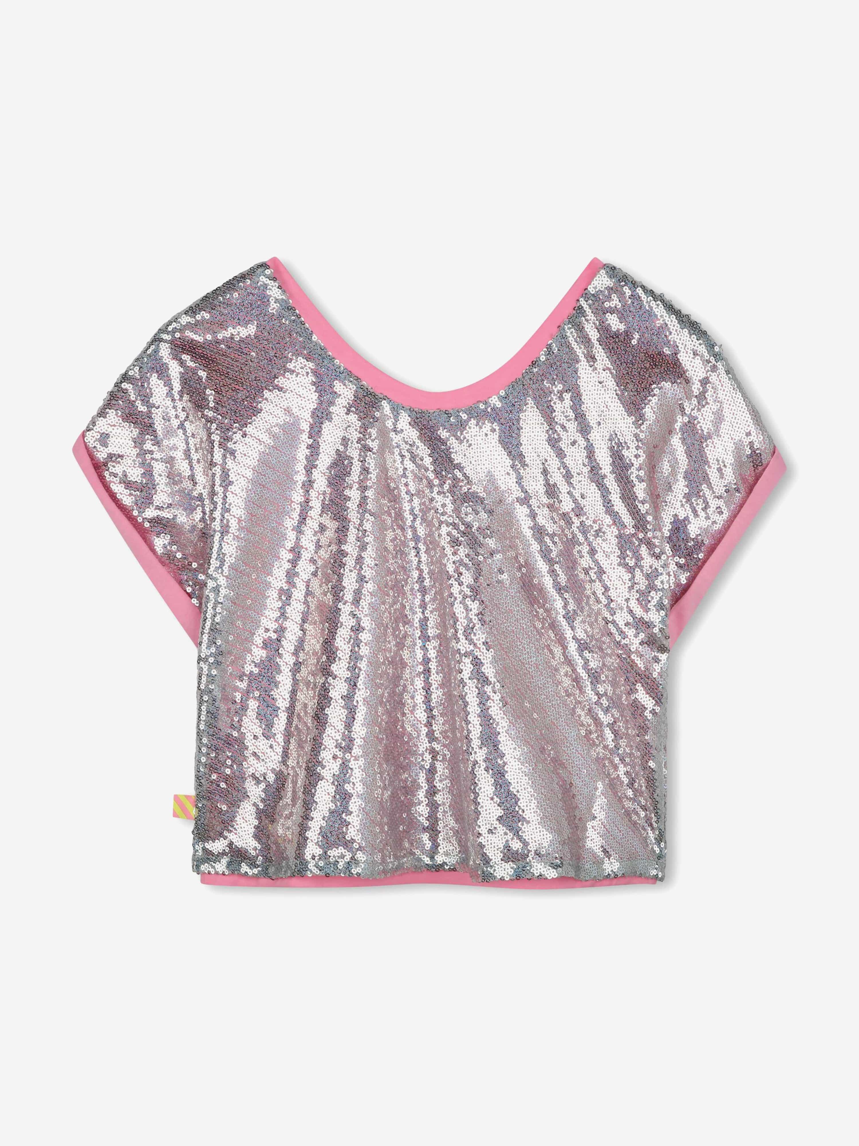 Girls Sequin Hearts T-Shirt in Silver Popular Sale Online