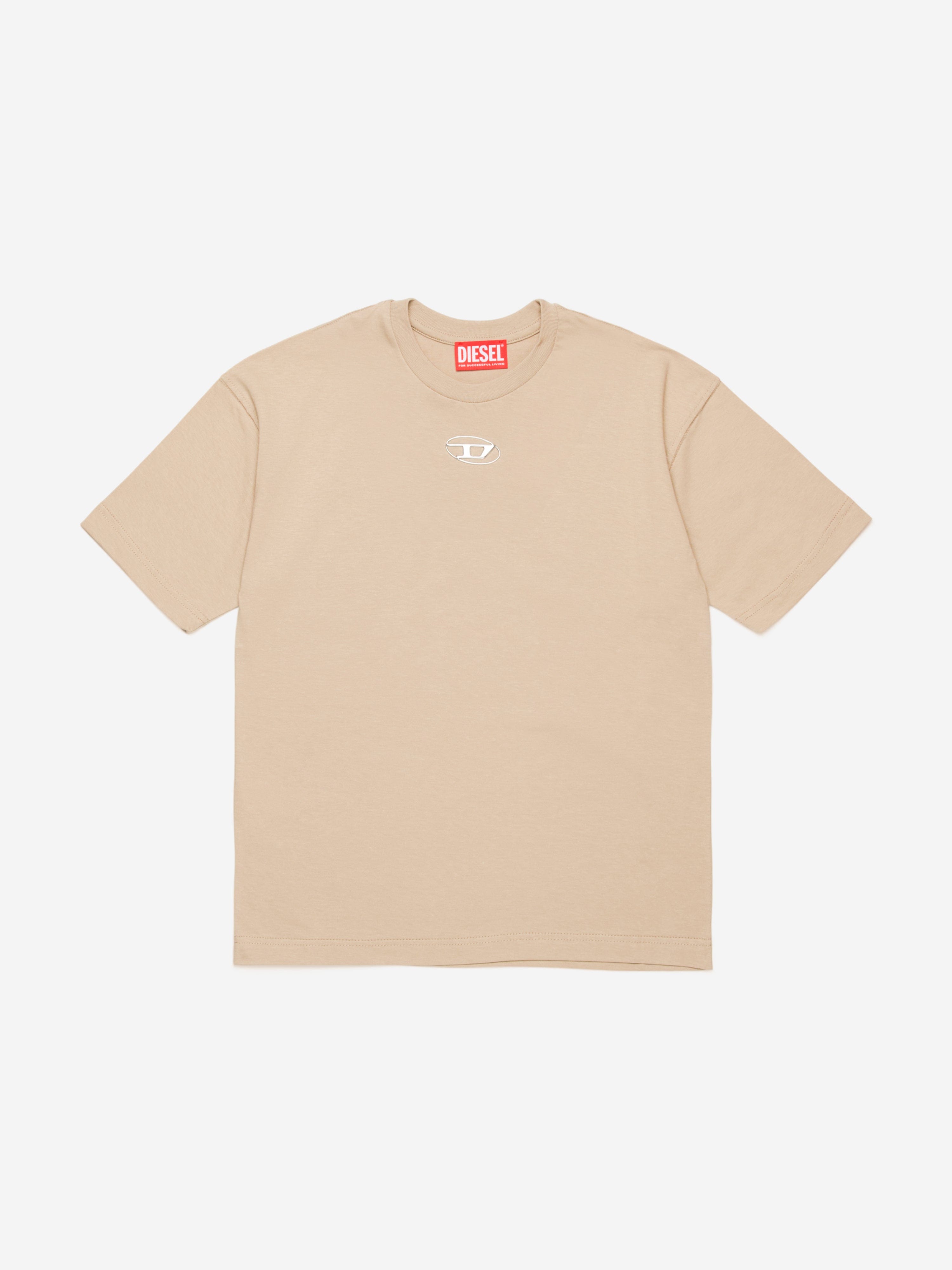 Diesel Kids Logo T-Shirt in Beige Clearance Clearance