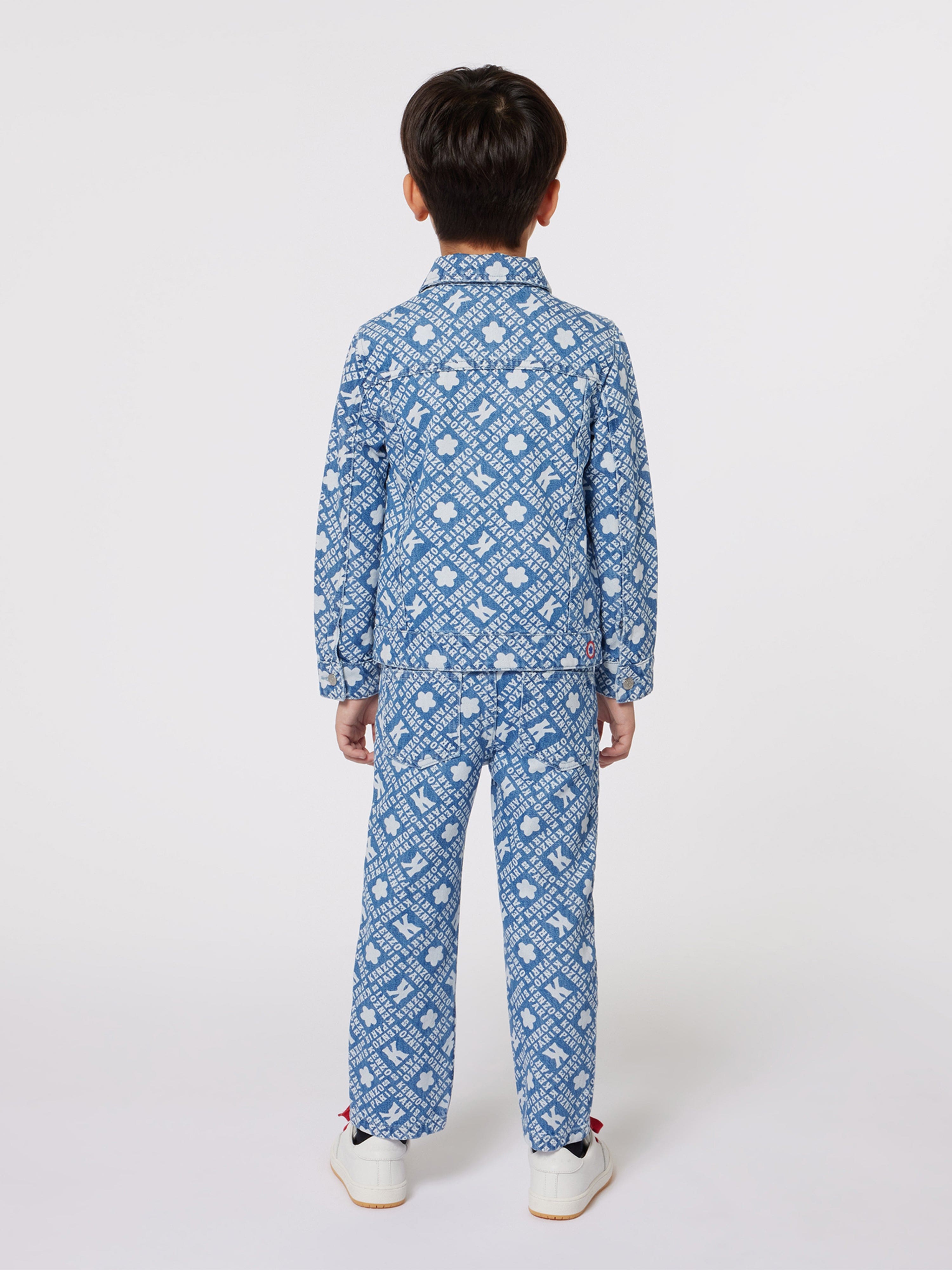 KENZO Kids Logo Print Jeans in Blue Tumblr Cheap Pice