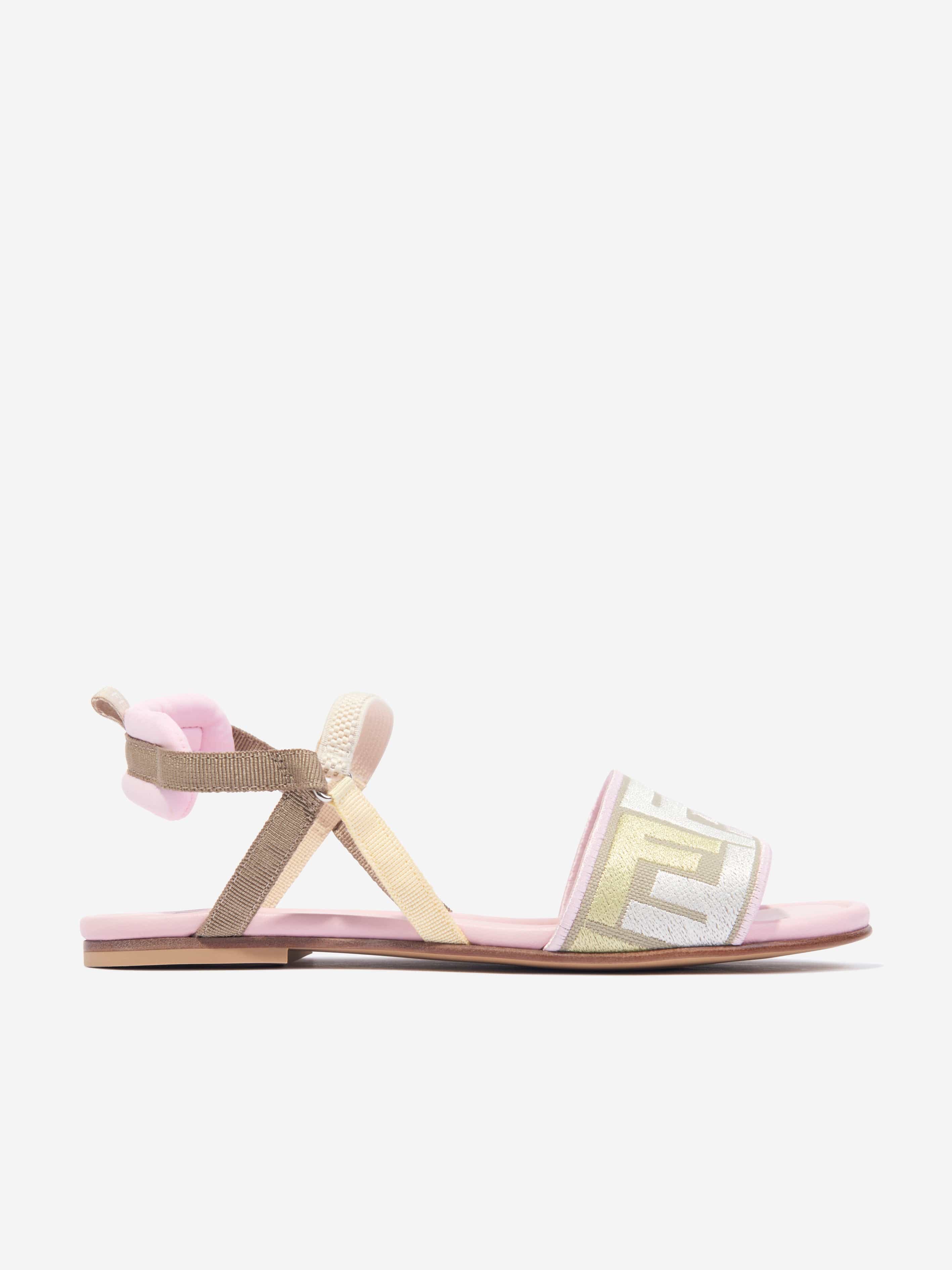 Fendi Girls FF Puzzle Sandals in Pink Purchase Cheap Pice