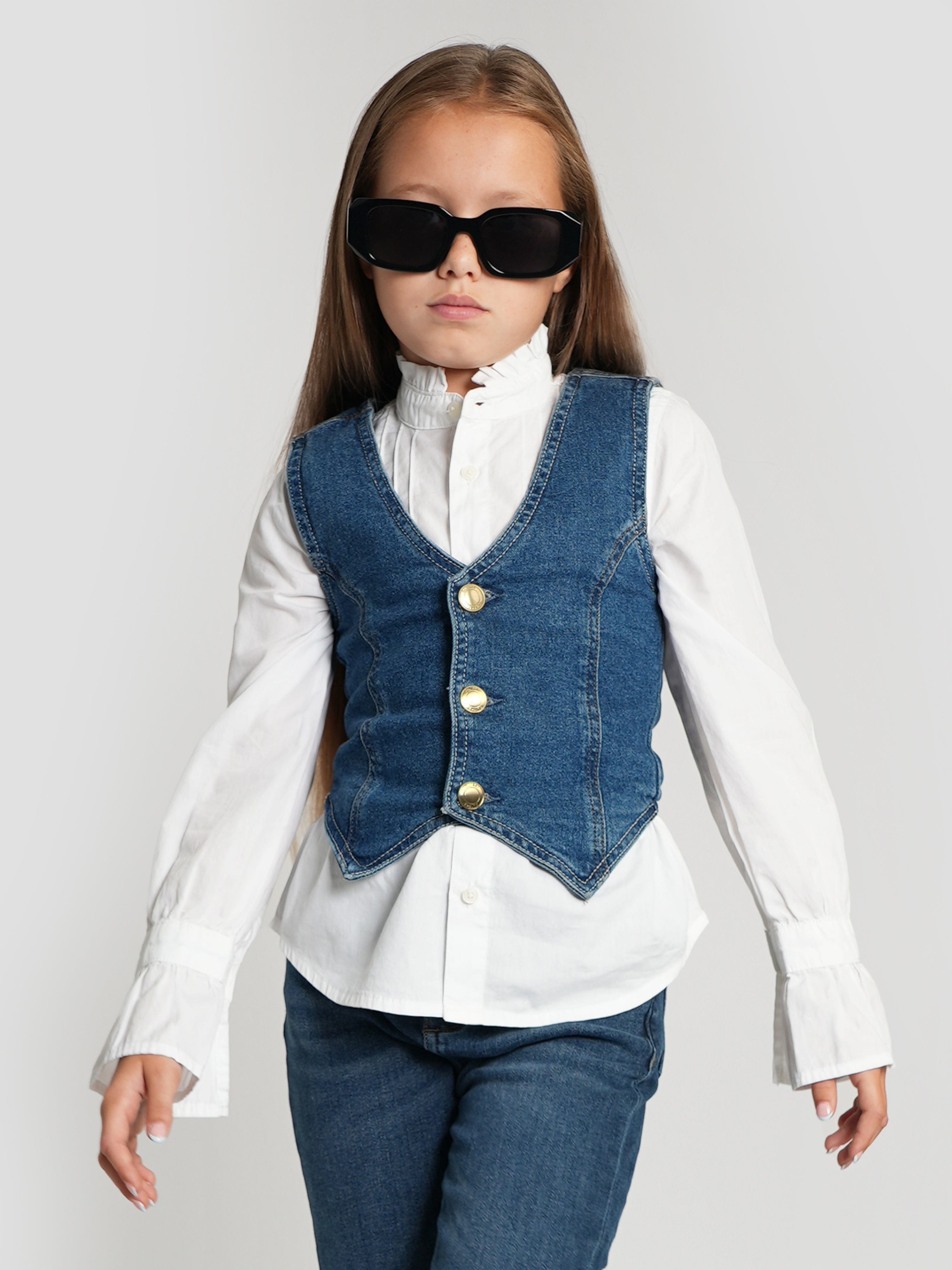 DL1961 Girls Zizi Denim Waistocoat in Blue Pictures For Sale