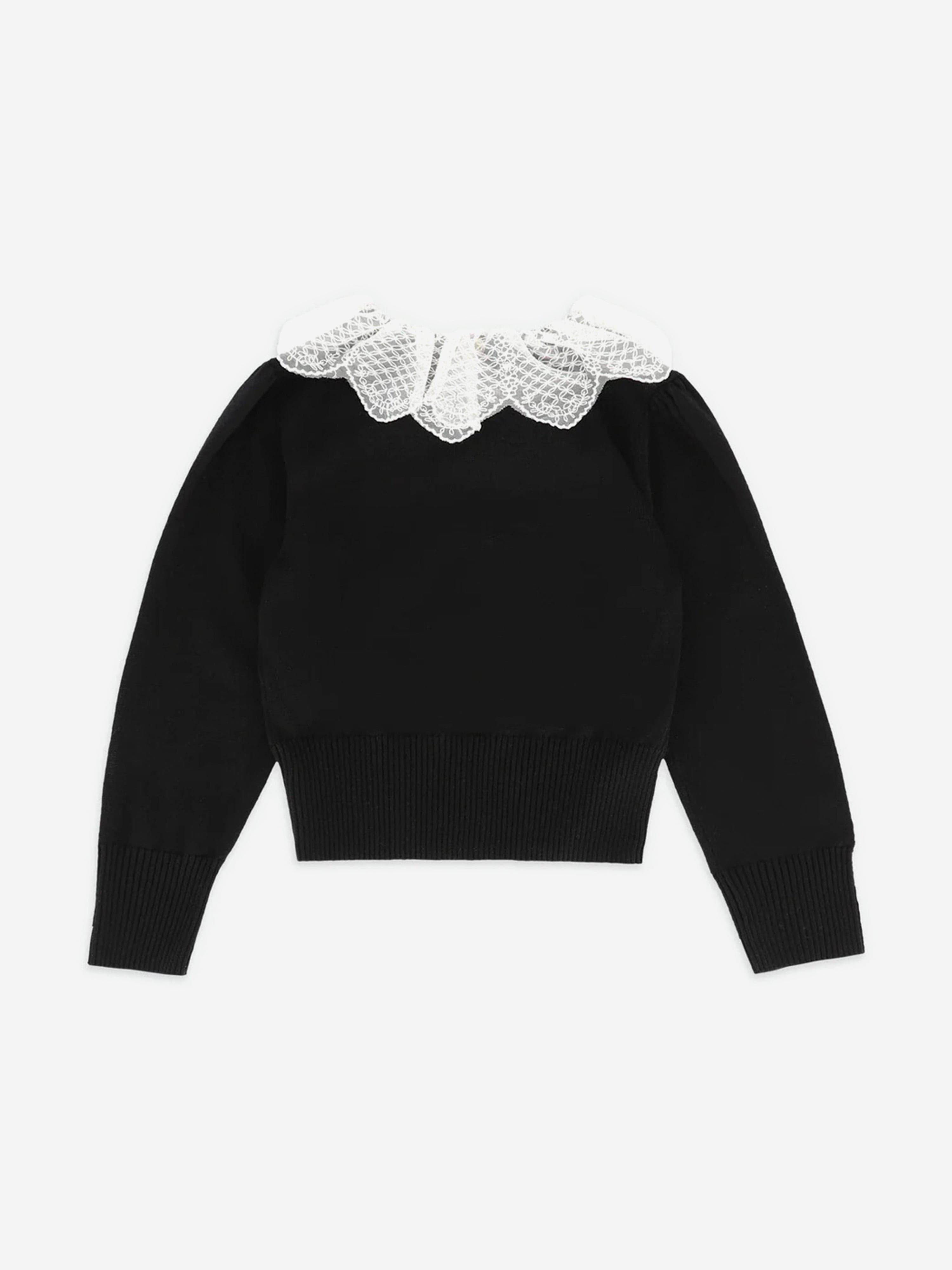 Angels Face Girls Meg Lace Collar Jumper in Black Affordable Cheap Online