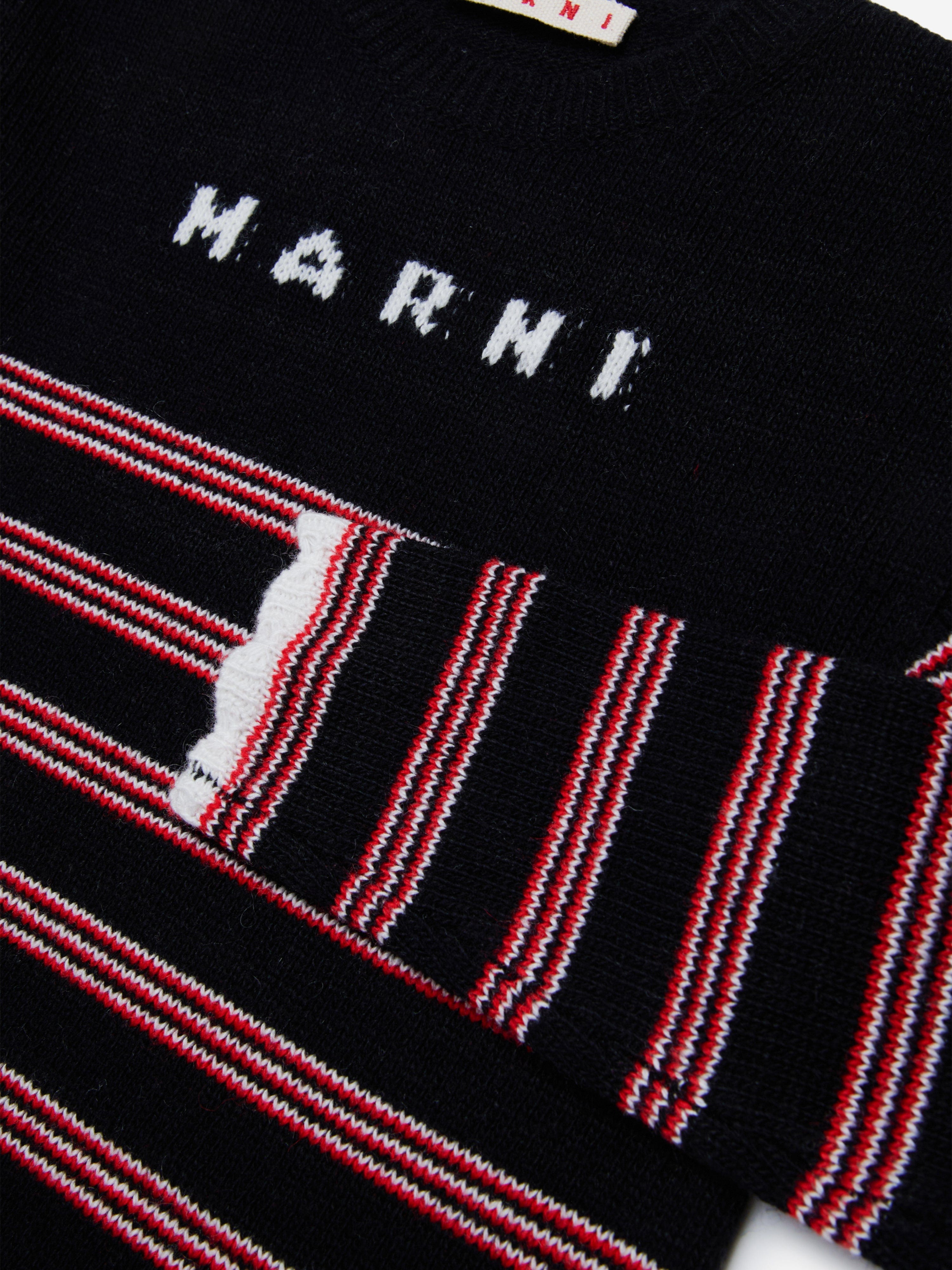 MARNI Girls Knitted Striped Dress in Black For Sale Wholesale Pice
