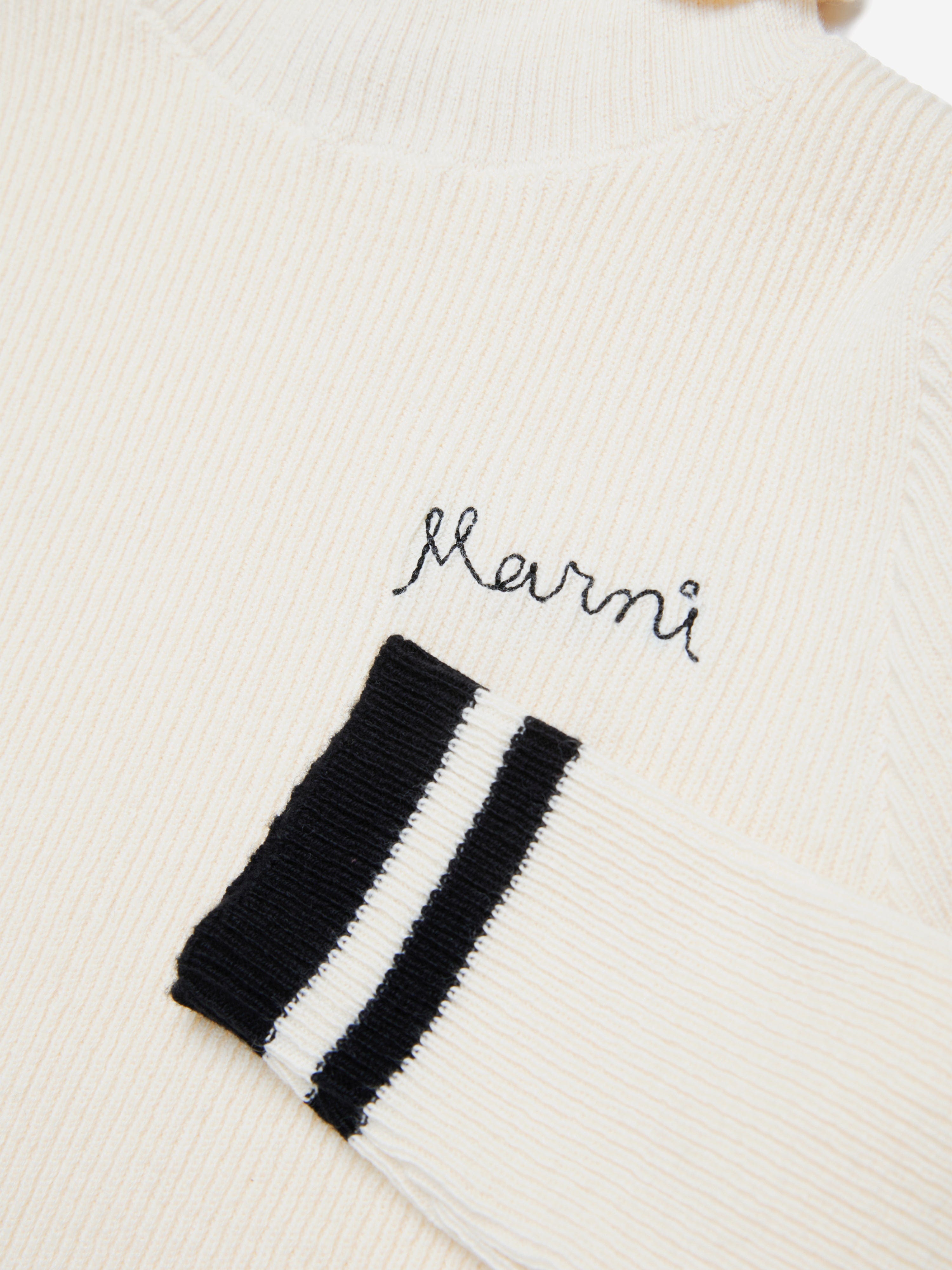 MARNI Girls Knitted Roll Neck Jumper in Ivory Outlet Newest