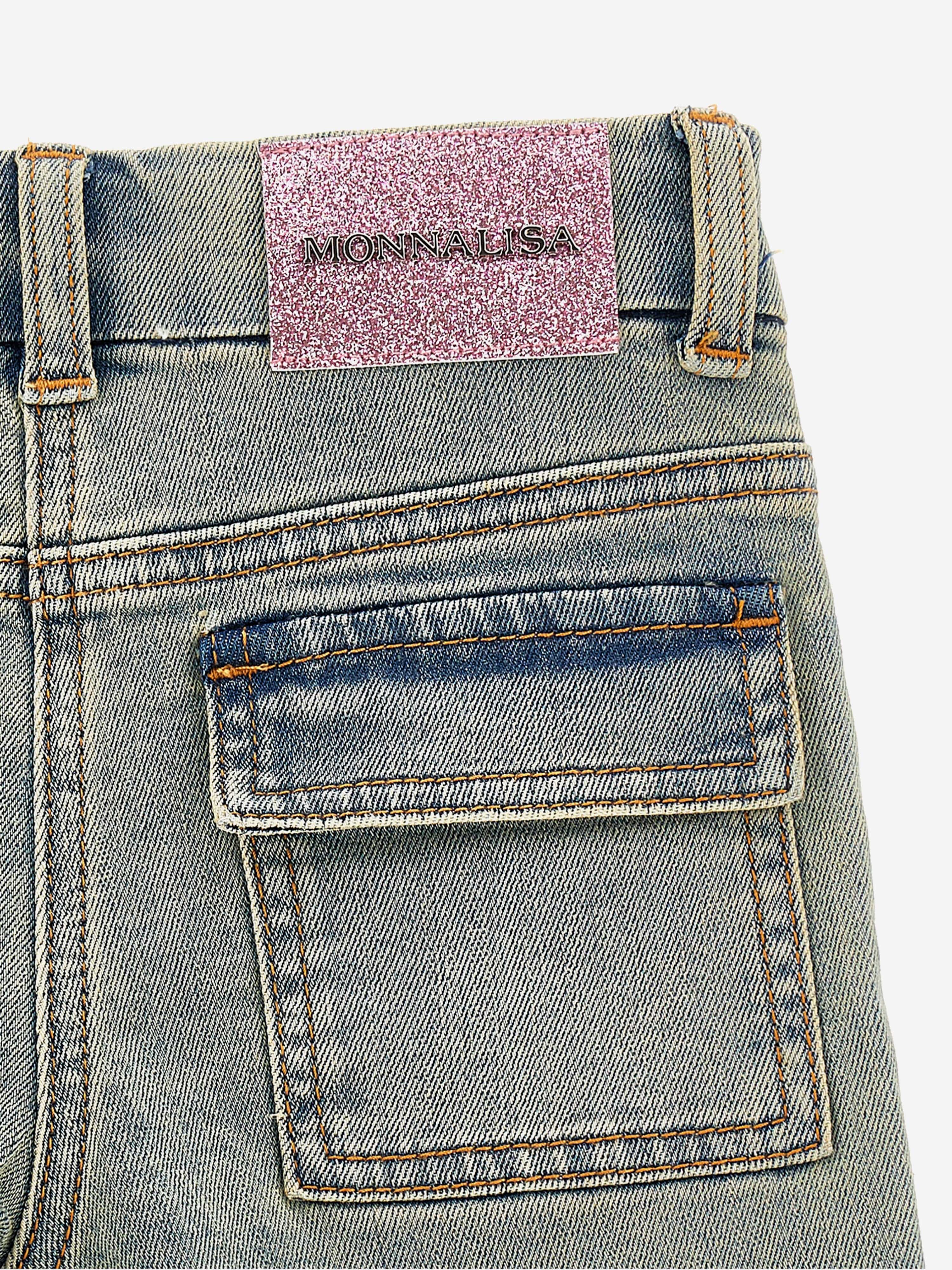 Girls Peach Blossom Denim Shorts in Blue Free Shipping Limited Edition