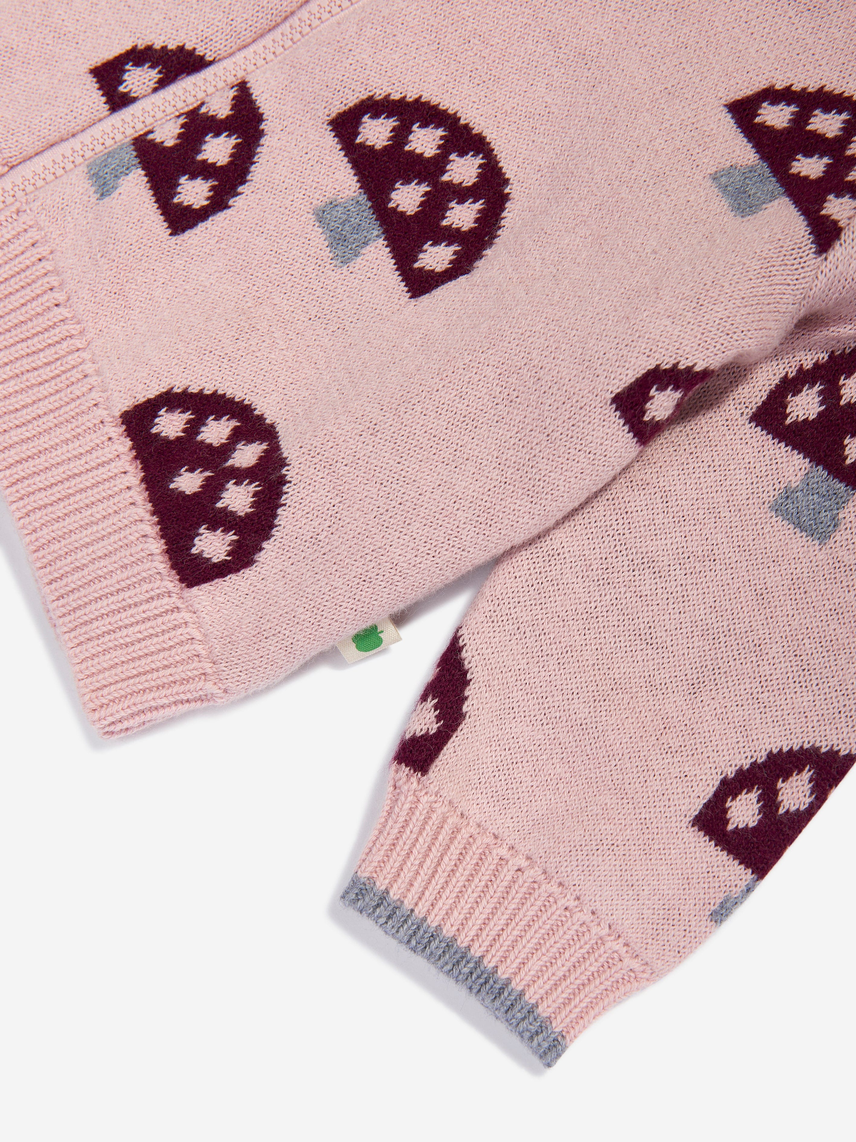 The Bonnie Mob Girls Mushroom Knit Cardigan in Pink Clearance Pices