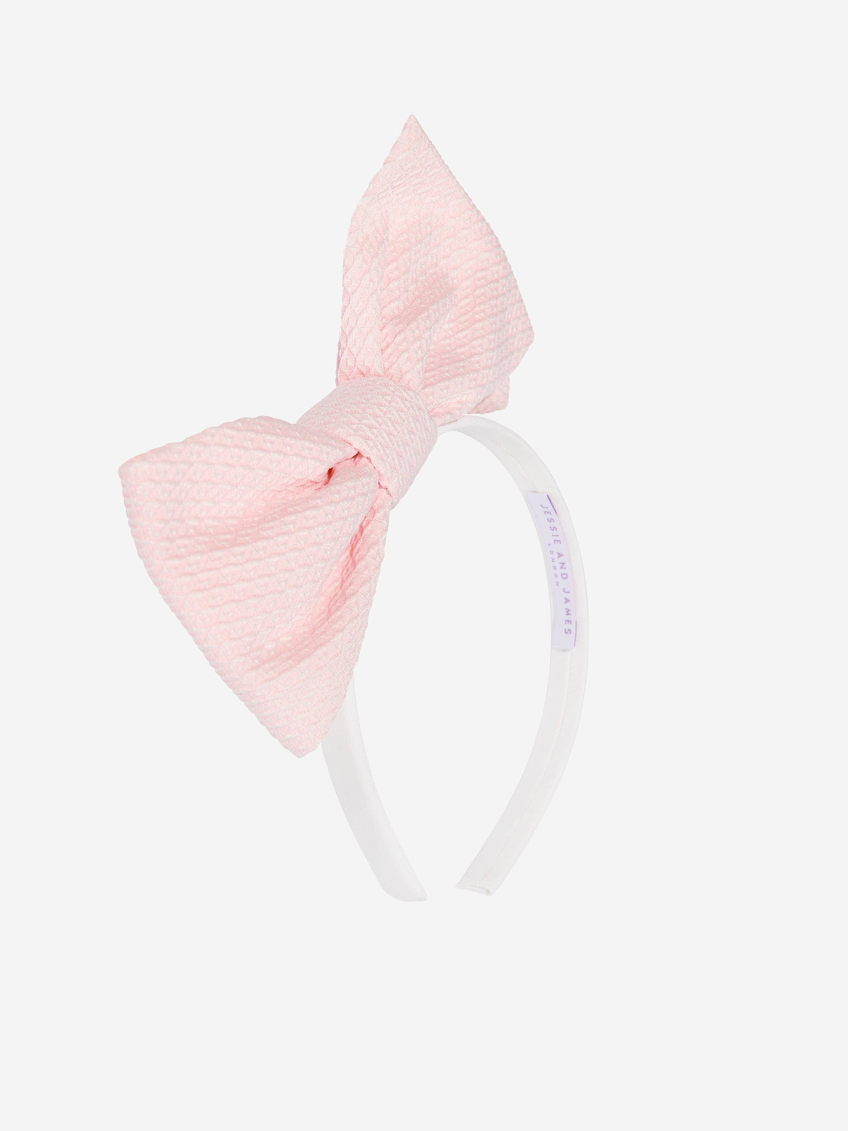 Girls Origami Dotty Jacquard Bow Headband in Pink Clearance Inexpensive