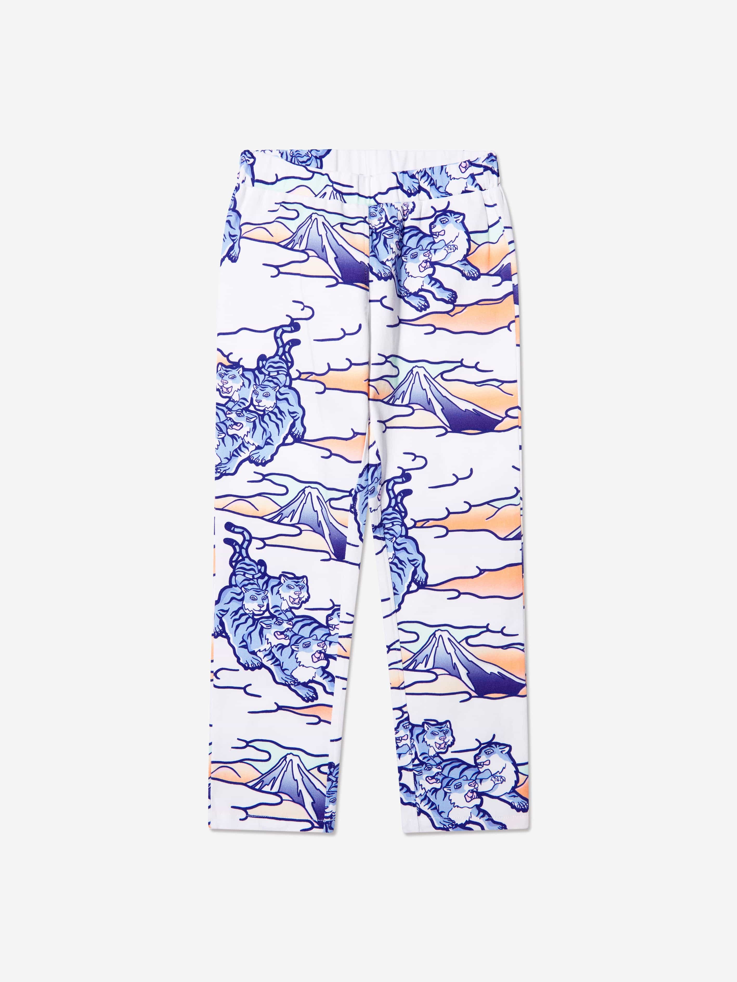 KENZO Girls Tiger Print Jeggings in White Discount Collections