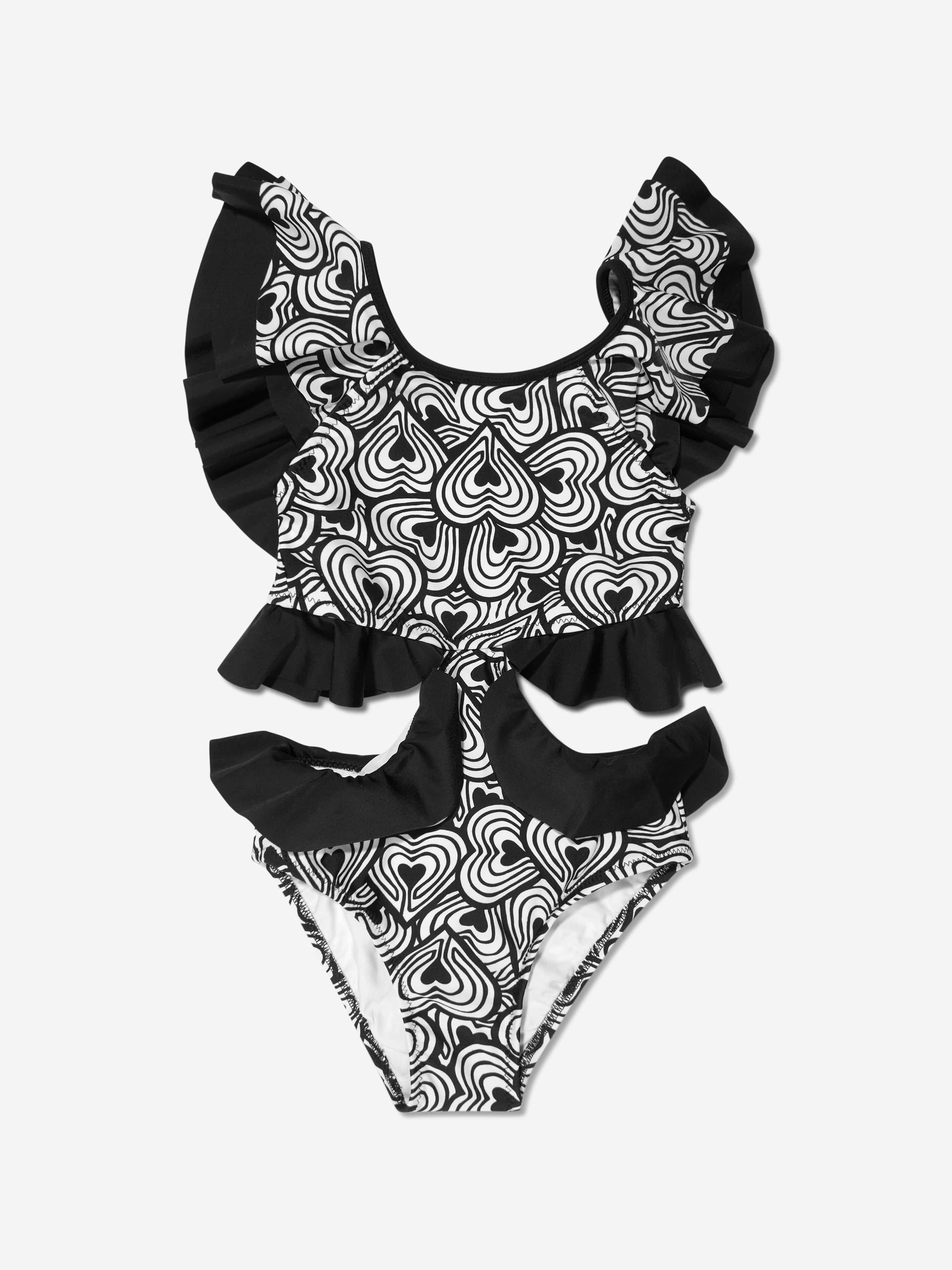Nessi Byrd Girls Alexia Cut Out Swimsuit in Black Geniue Stockist