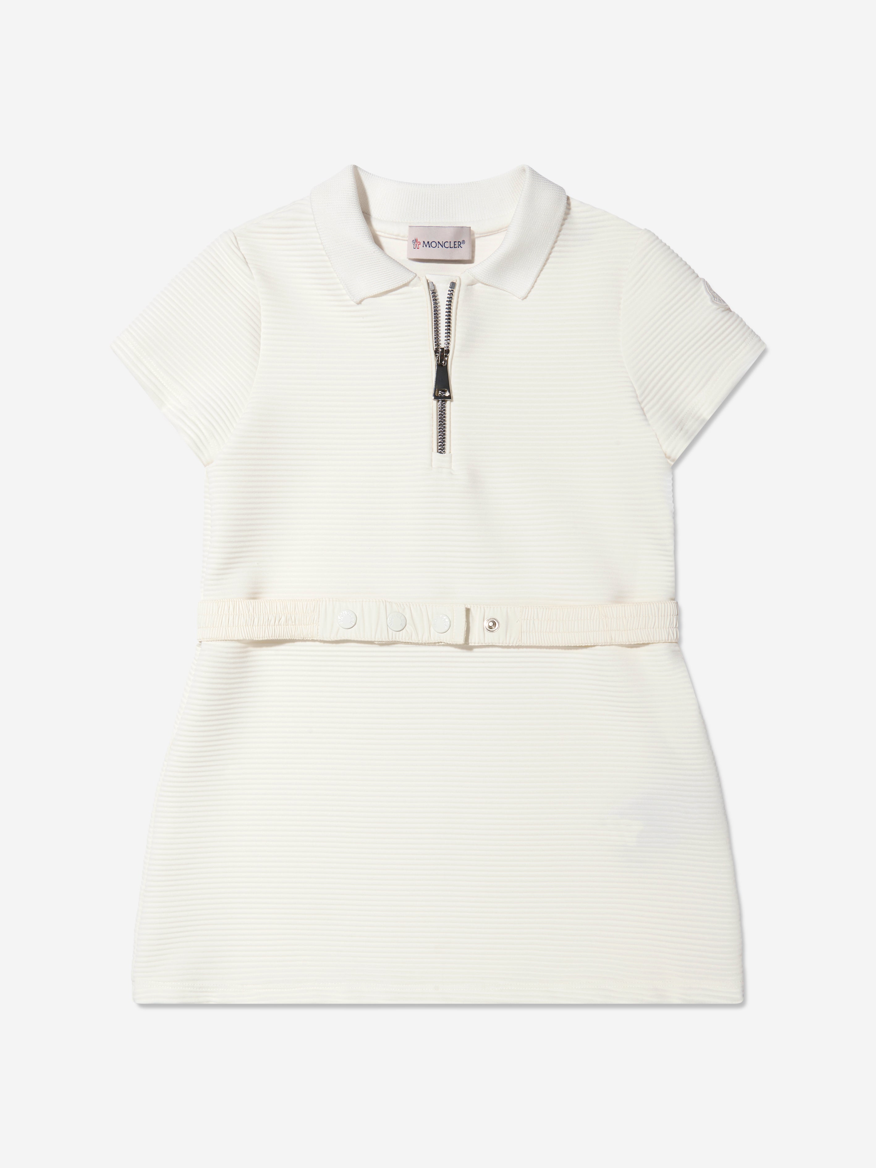 Moncler Enfant Girls Half Zip Polo Dress in White Discount Tumblr