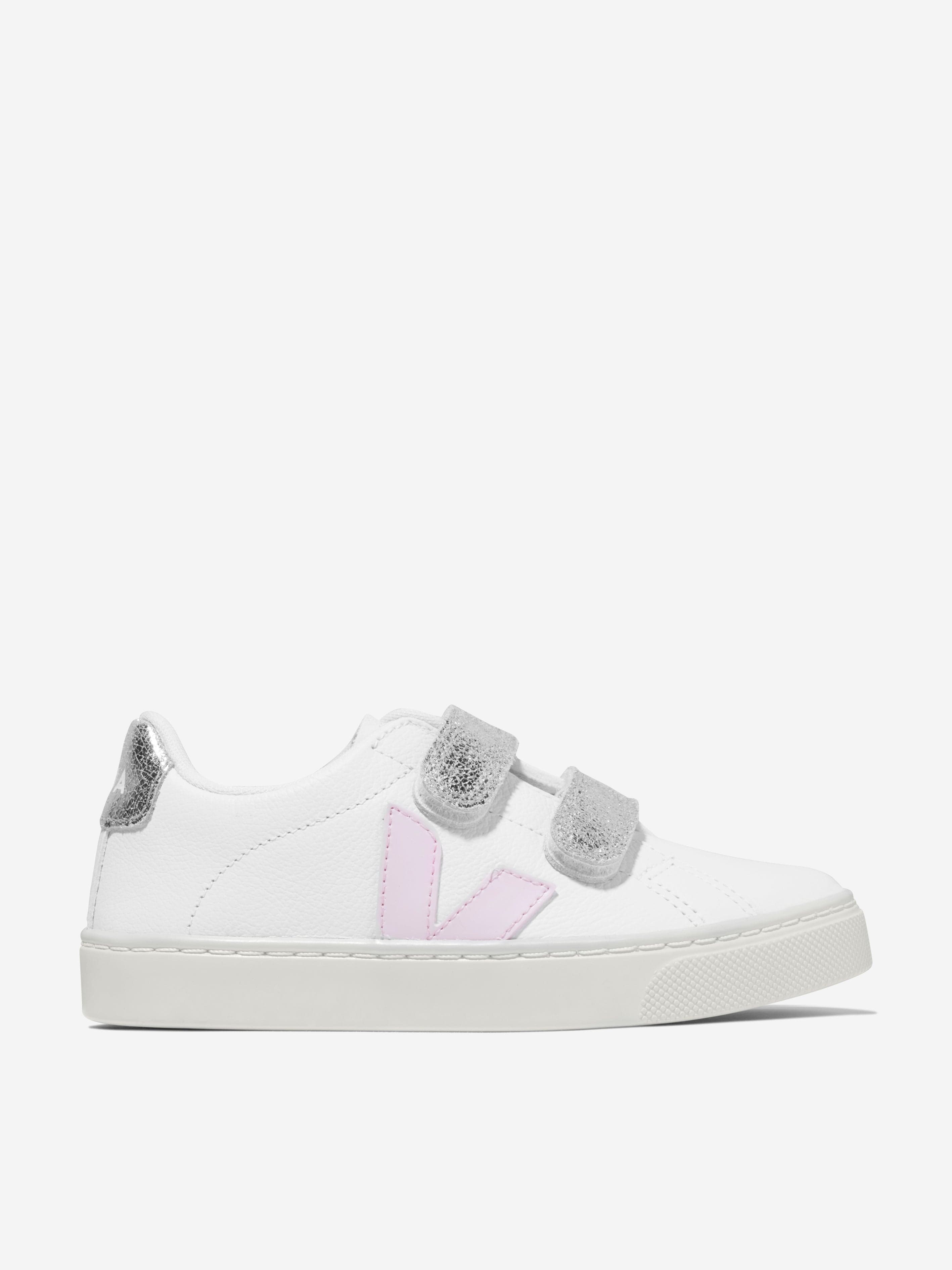 Veja Girls ChromeFree Leather Esplar Trainers in White 2025 New Cheap Online
