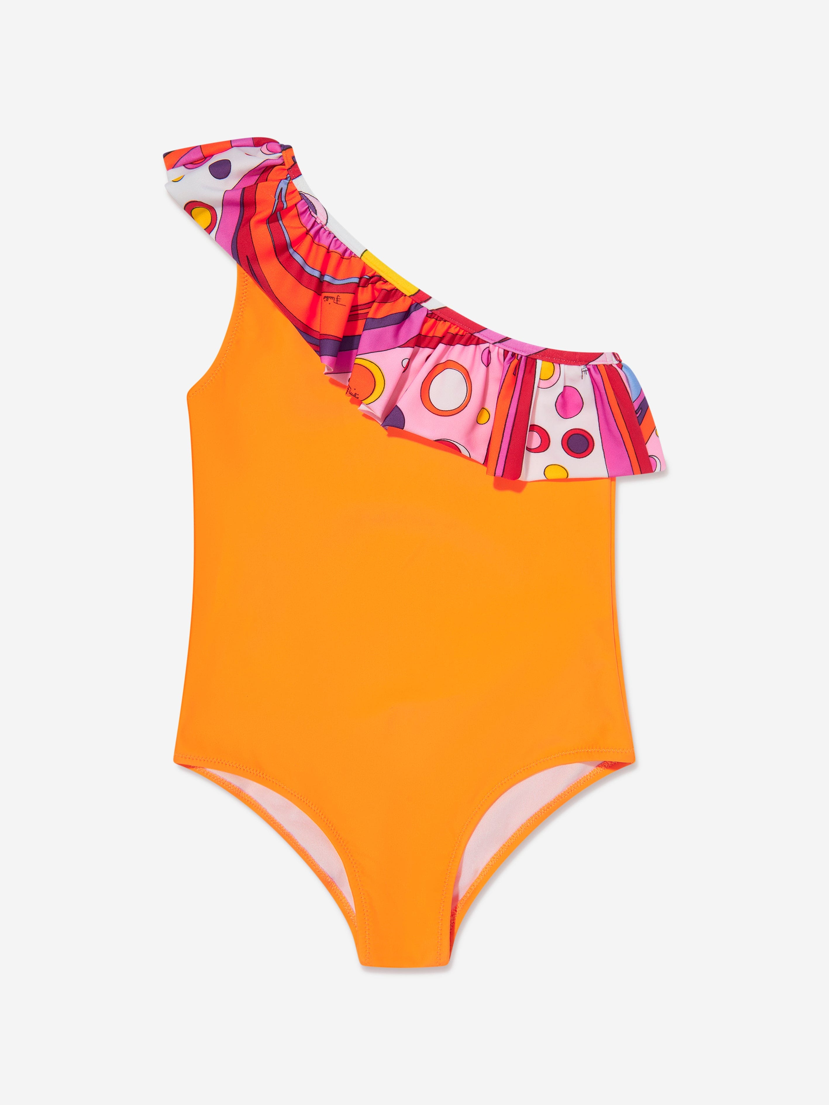 Girls One Shoulder Swimsuit in Orange Get To Buy For Sale