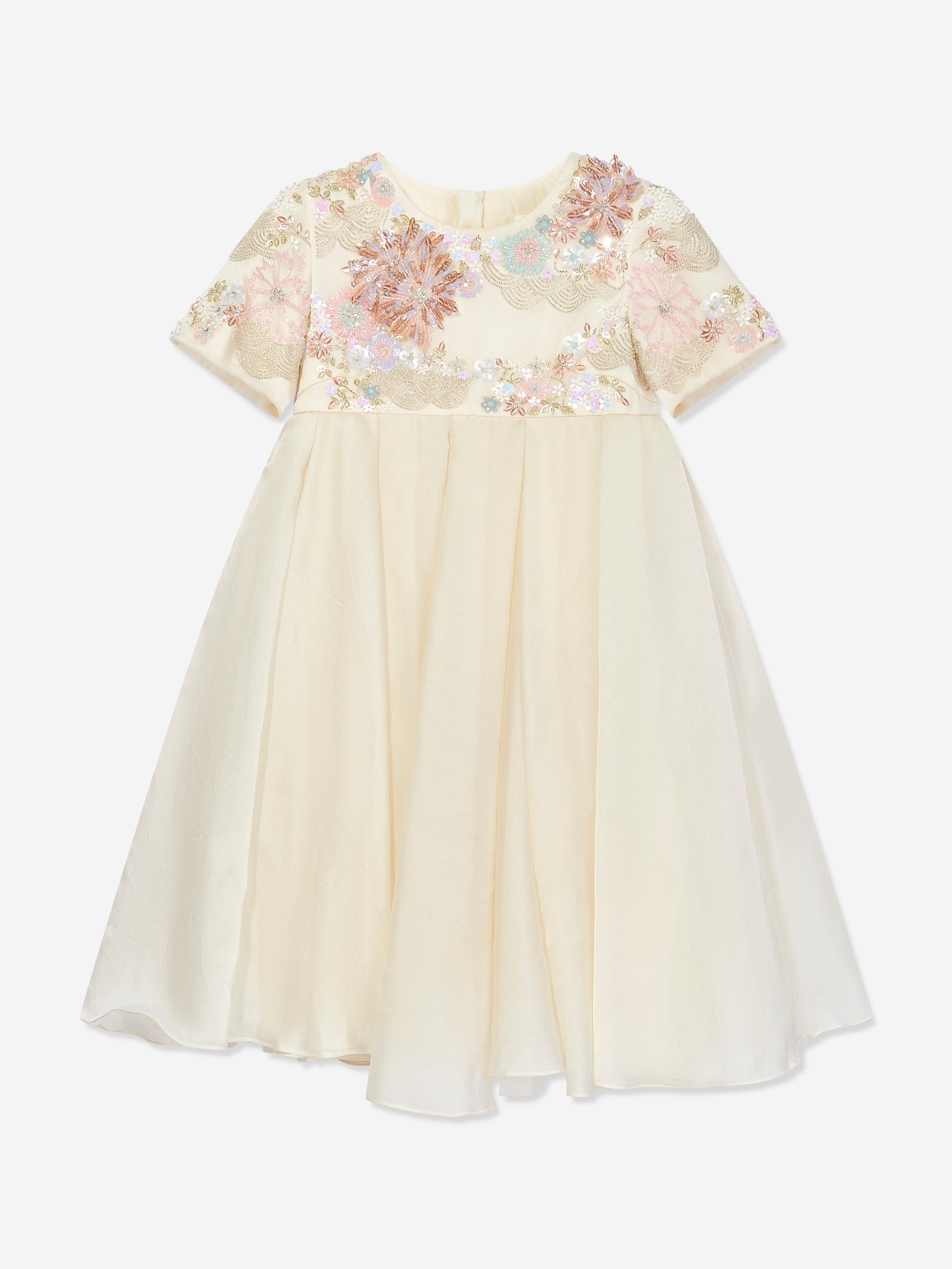 Maison Ava Girls Delphine Embellished Tulle Dress in Ivory Cheap Sale Outlet