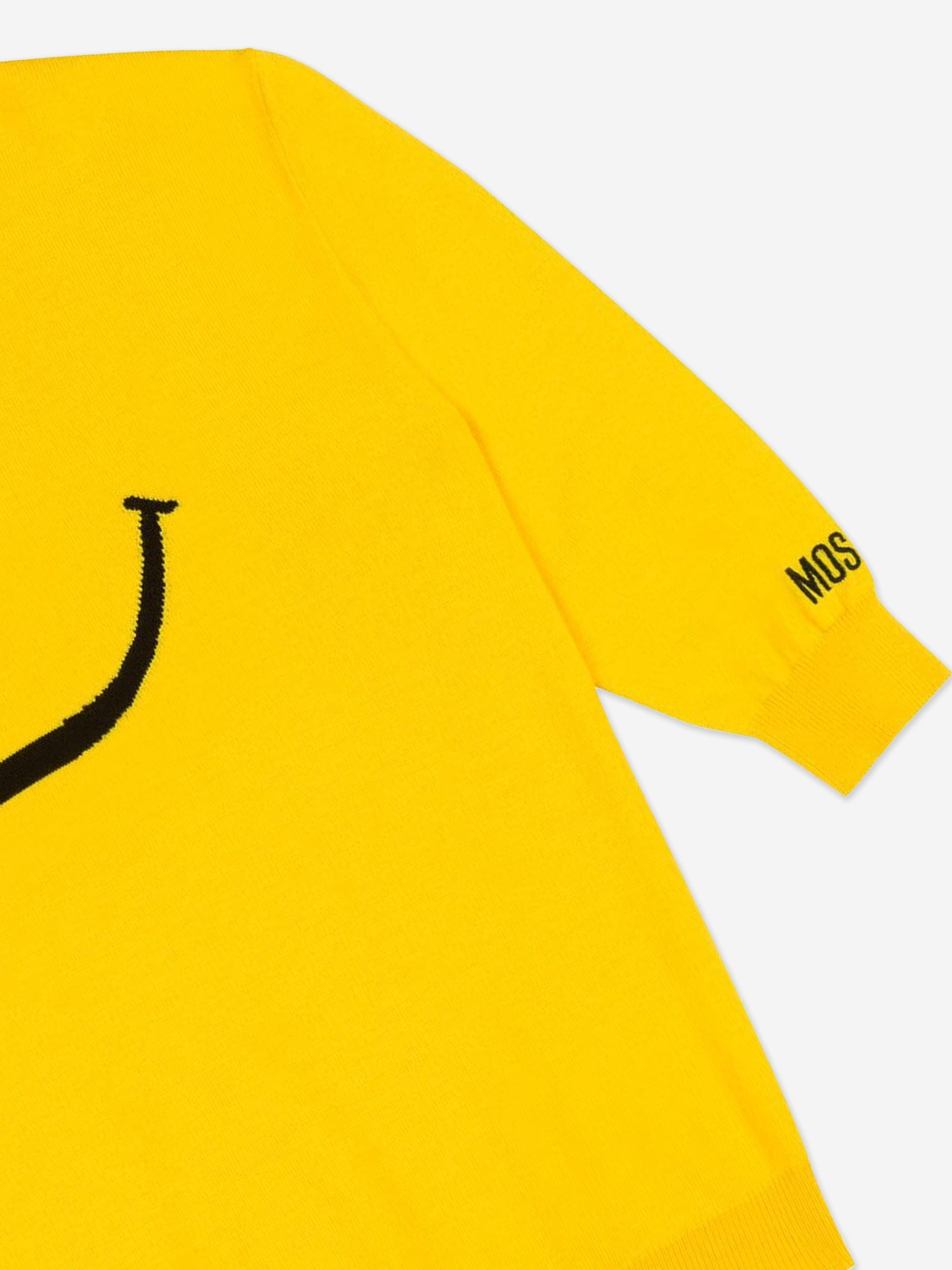 Moschino Girls Smiley Face Knitted Dress in Yellow Brand New Unisex